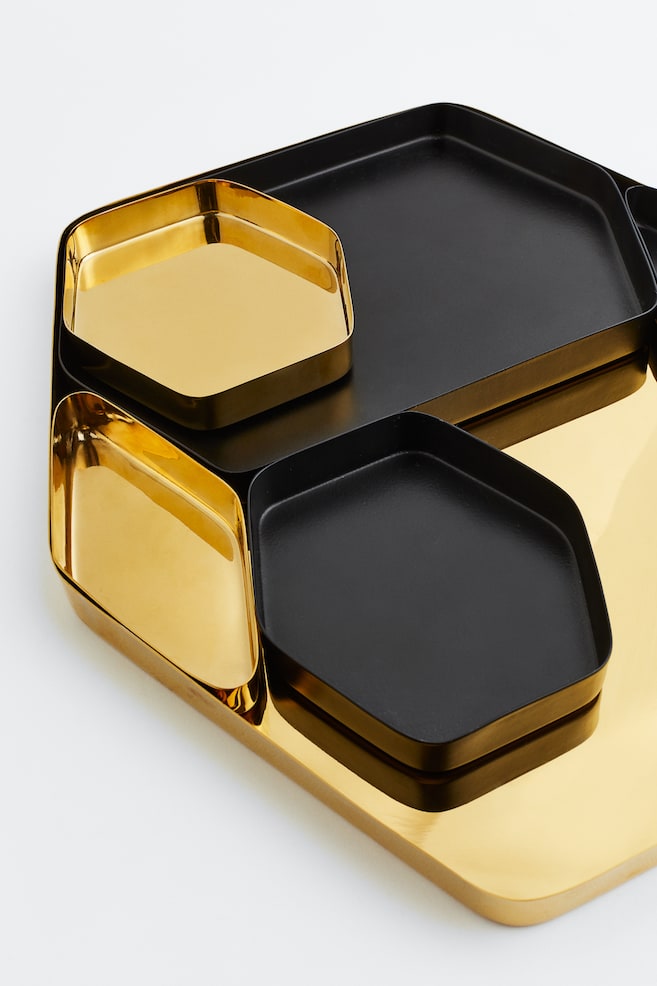 Small metal tray - Black/Gold-coloured - 4