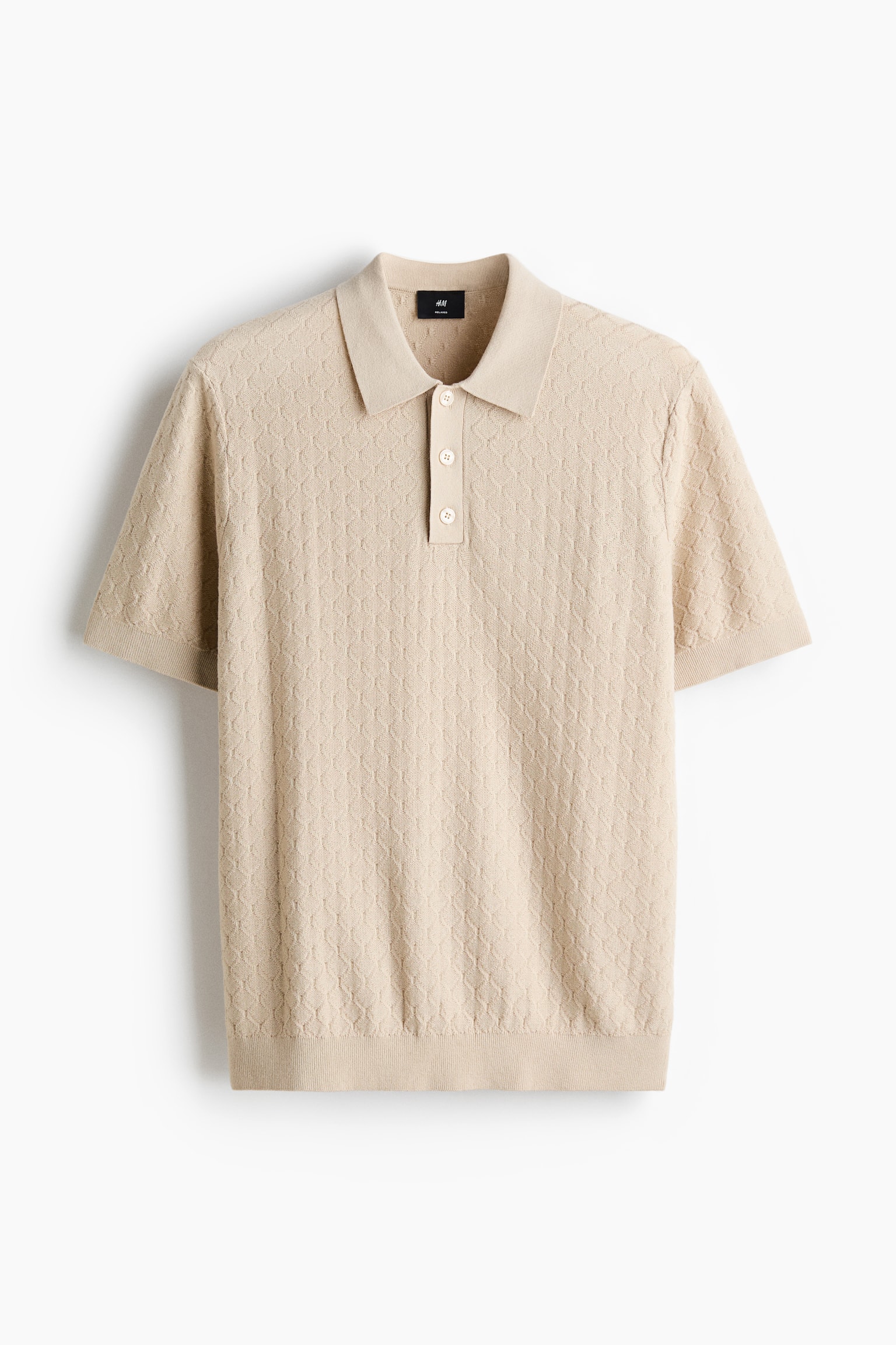 Polo Slim Fit en maille texturée - Beige clair/Noir/Gris foncé - 1