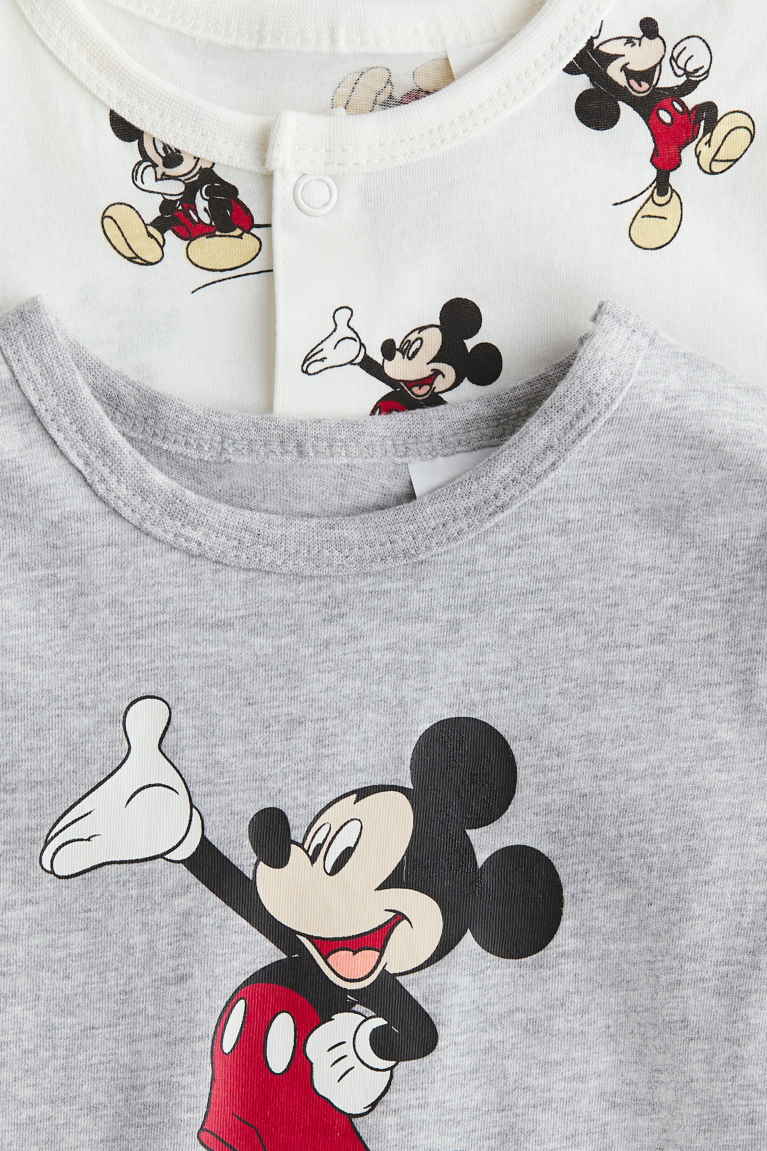 2-pack printed cotton sleepsuits - Light grey/Mickey Mouse/Light yellow/Winnie the Pooh - 2