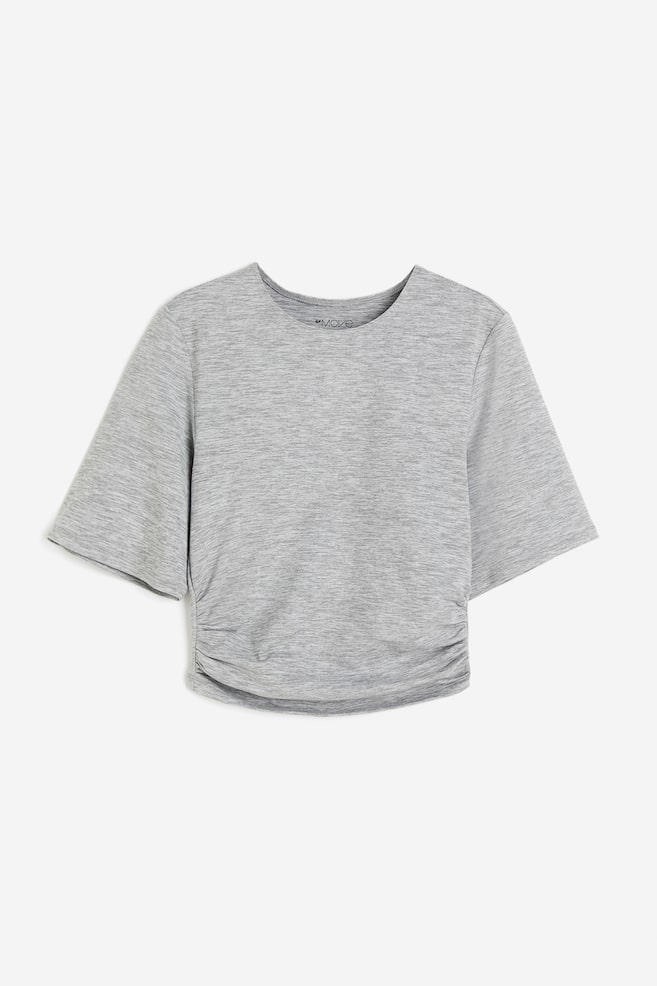 T-shirt de sport DryMove™ très doux - Gris clair chiné/Marron foncé - 1