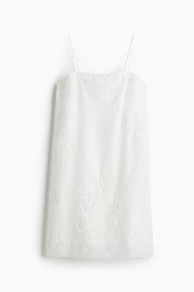 Camisole Dress with Eyelet Embroidery - White - 1