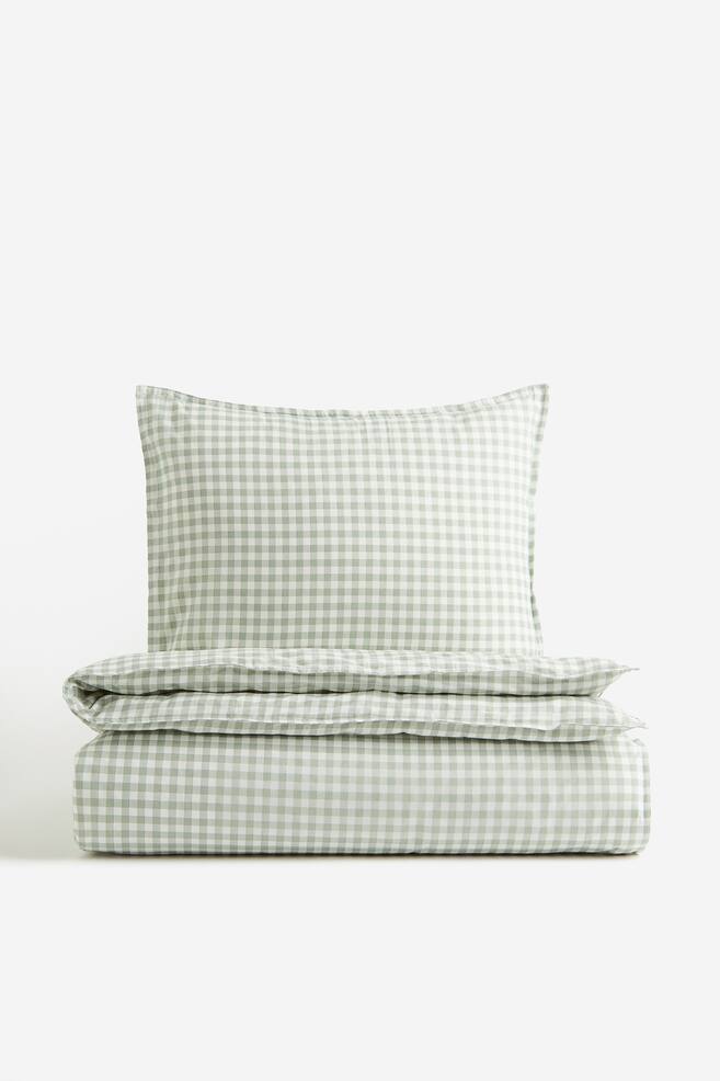Enkelt sengesett med mønster - Grønn/Smårutet/Mørk grå/Rutet - 4