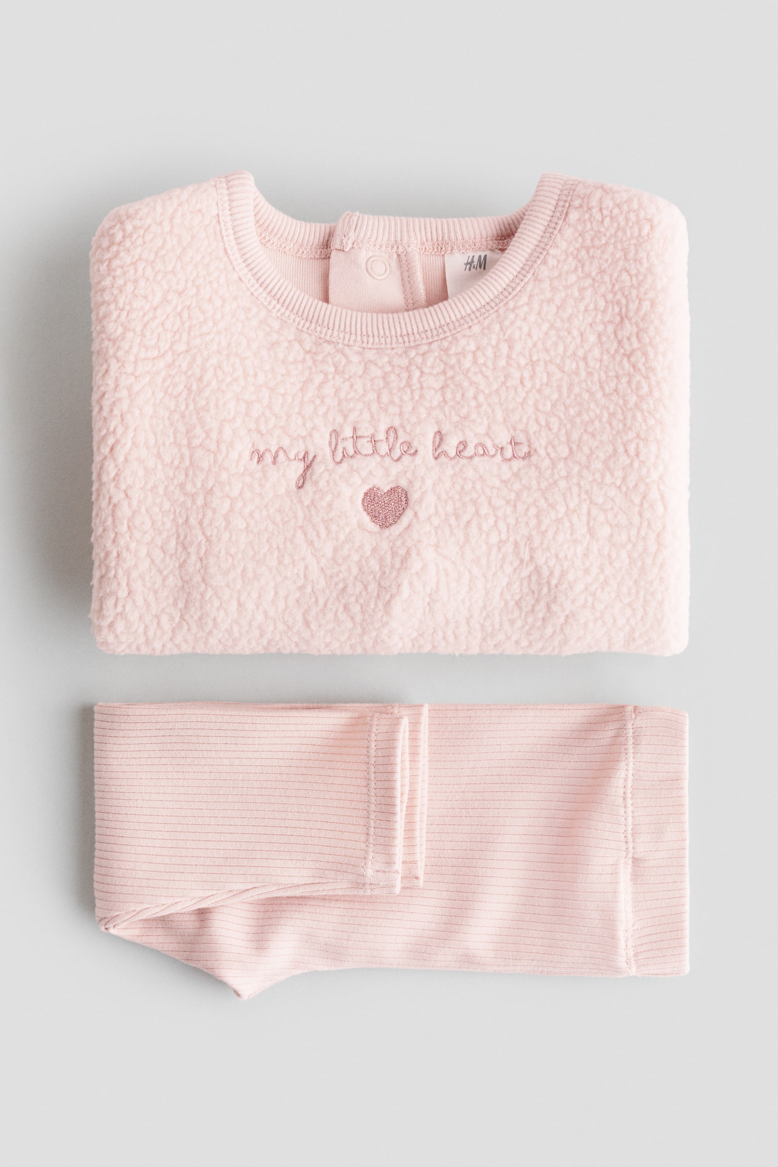 2-piece teddy and jersey set - Light pink/My Little Heart/Light beige/Bunny - 2