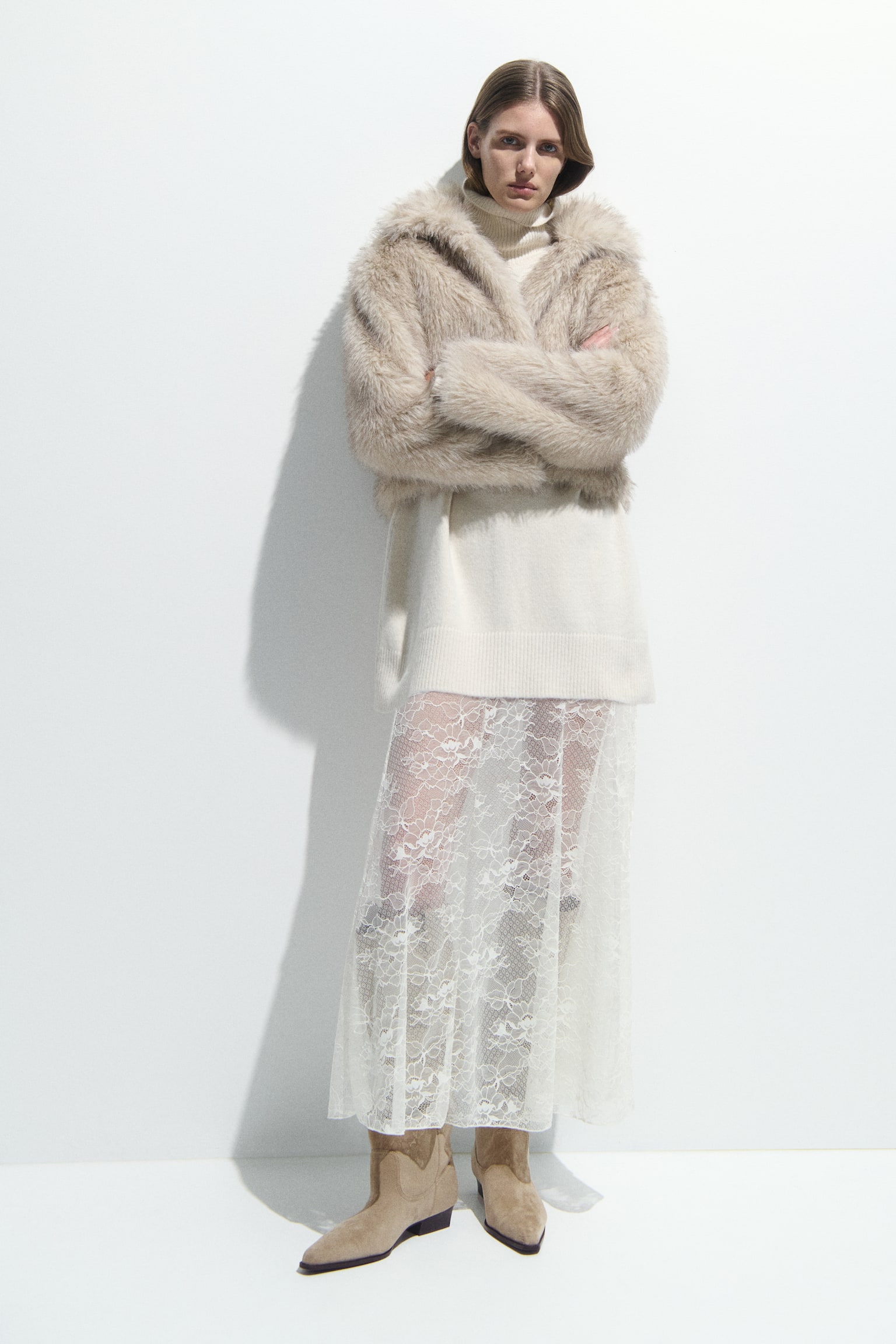 Čižmy po kolená - Béžová/Čierna - 4