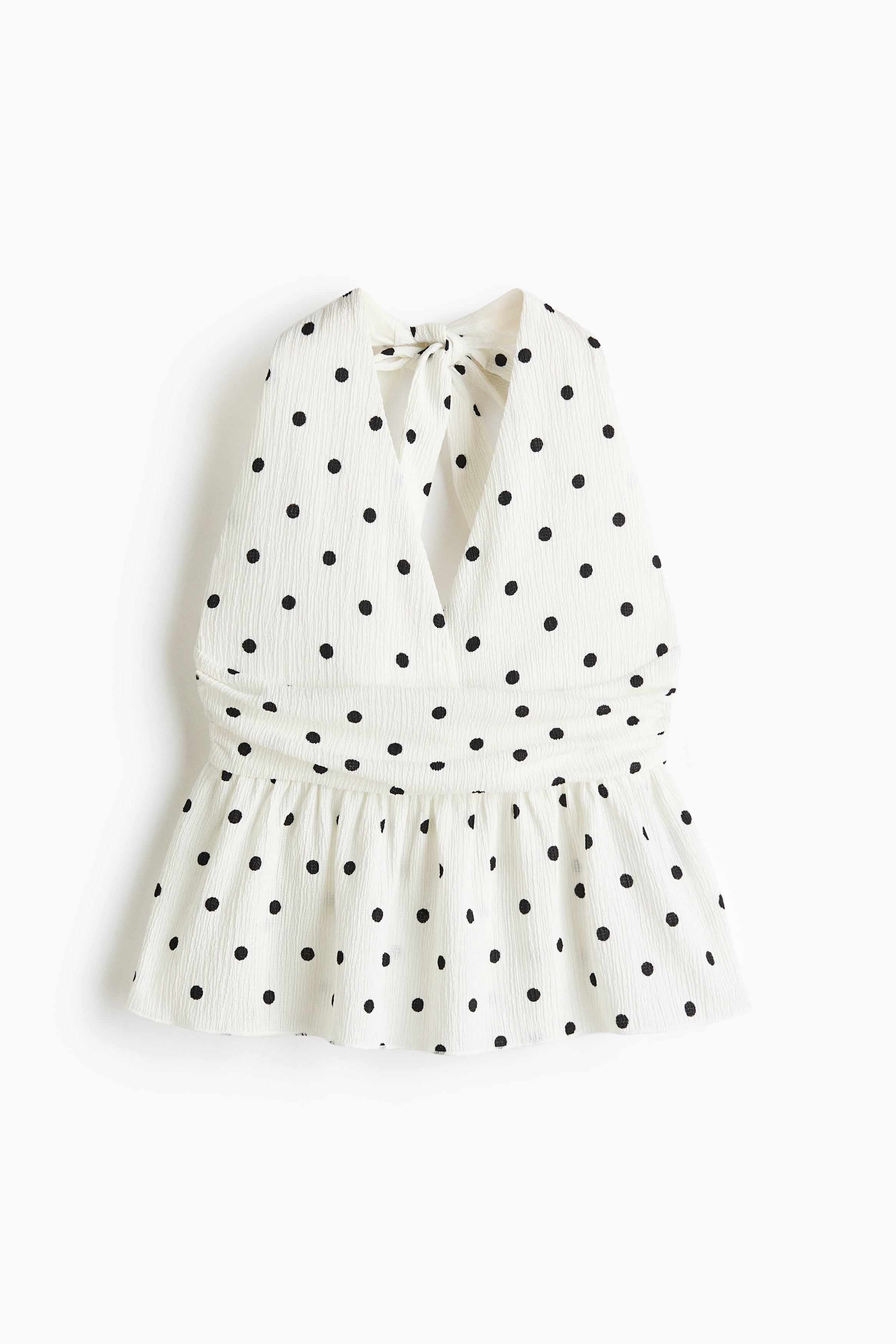 Peplum halterneck top - White/Polka dot/Pale yellow/Polka dot