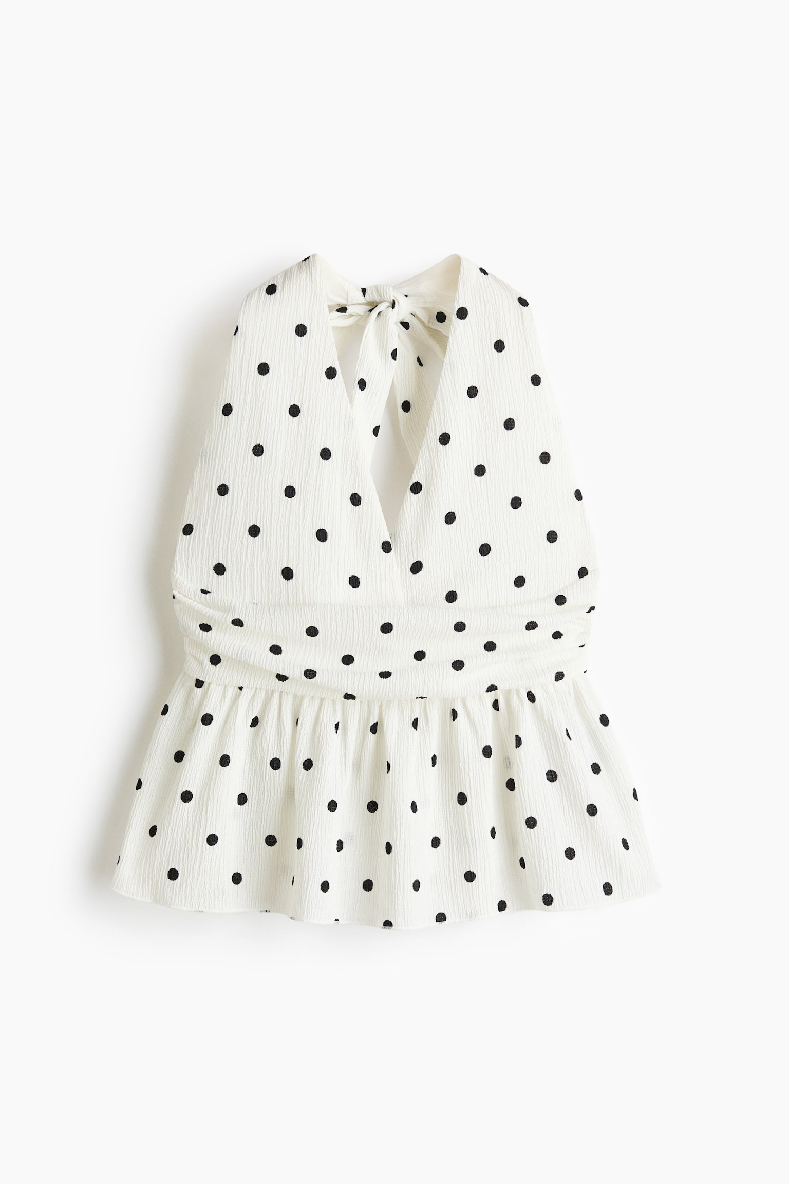Женский топ H&M Peplum Halterneck Top, цвет: Белый / В горошек — фото 1