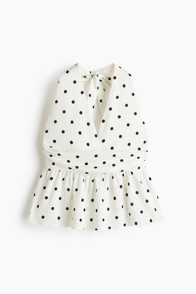 Peplum Halterneck Top - White/polka dot - 1