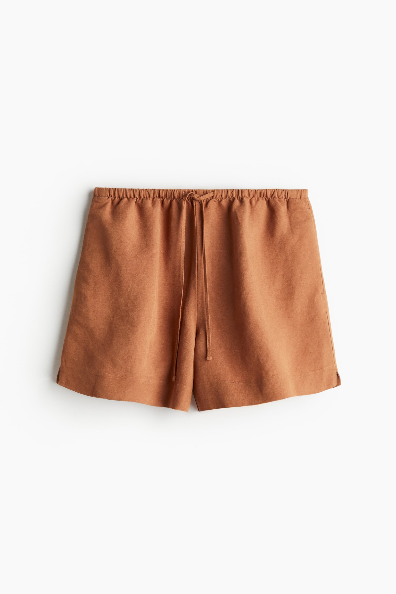 Linen-blend pull-on shorts - Brown/Black/Natural white/Black/Patterned - 2