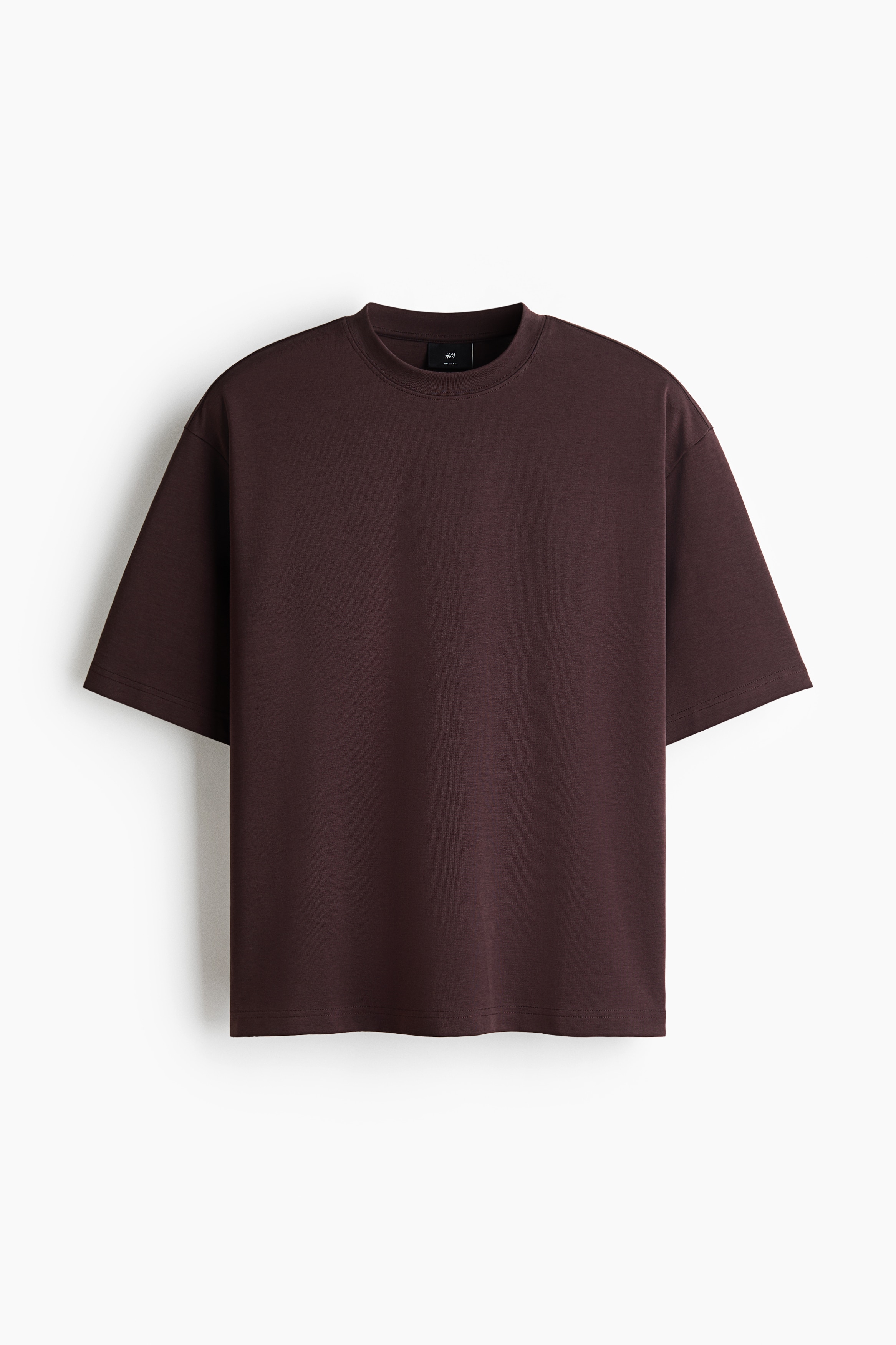 Pamučna majica četvrtastog kroja Relaxed Fit - Tamnosmeđa/Crna/Krem