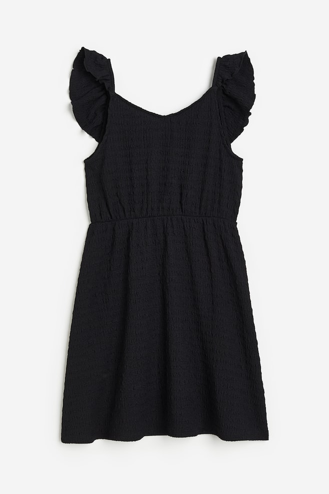 Frill-trimmed dress - Black/White/Light blue - 1