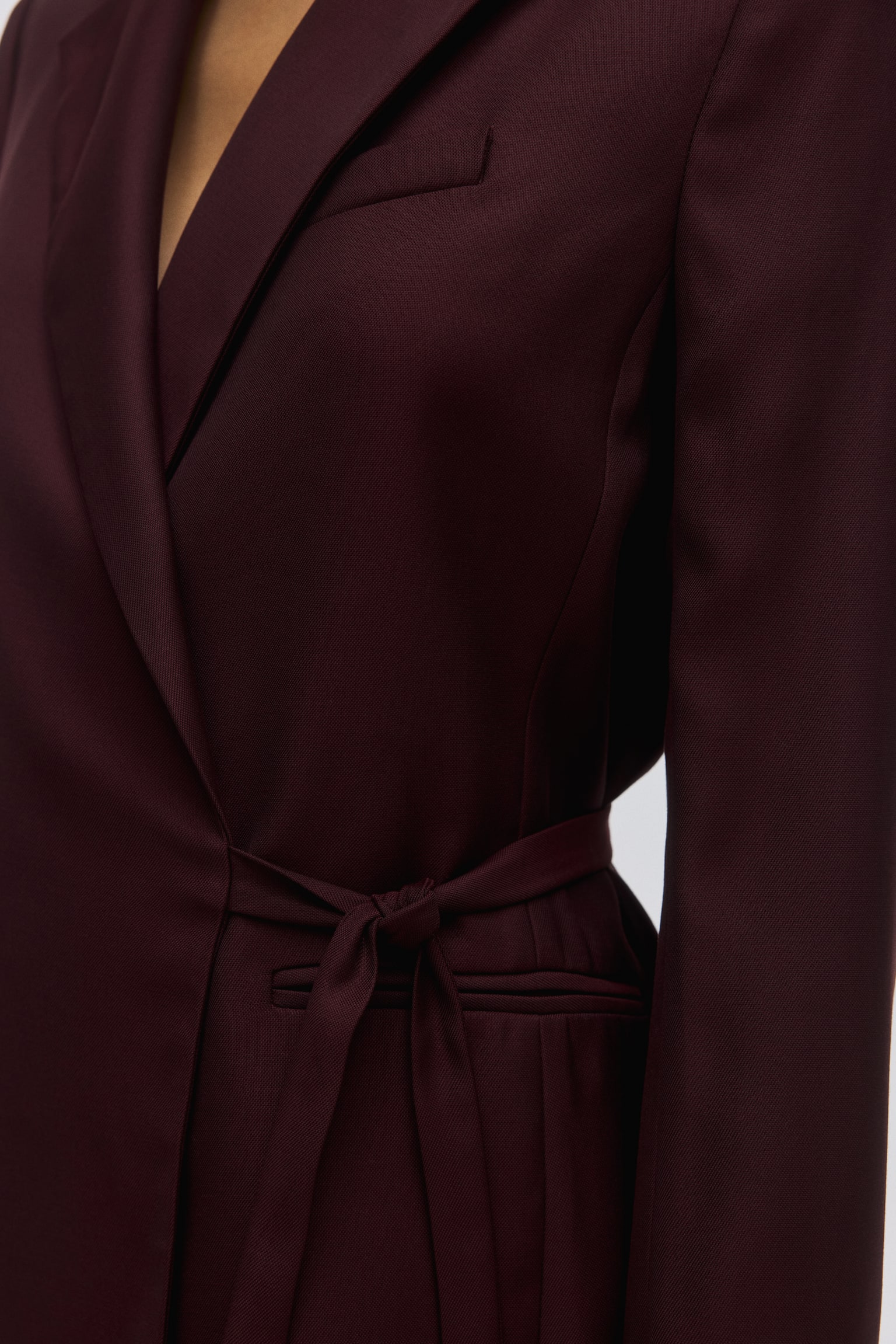 Tie-detail wrap blazer - Burgundy/Black - 6