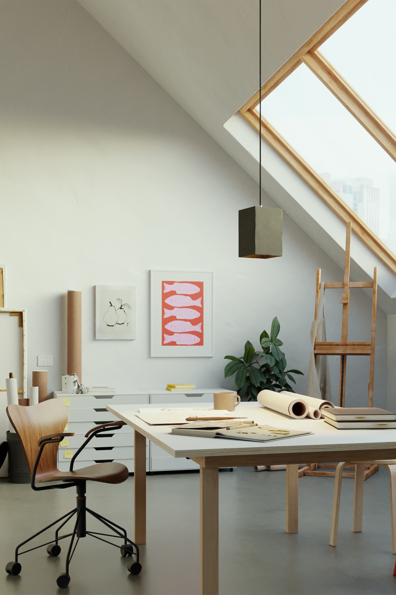 Lampada Da Soffito Cubo In Cemento Con Lampadina - Grigio Scuro