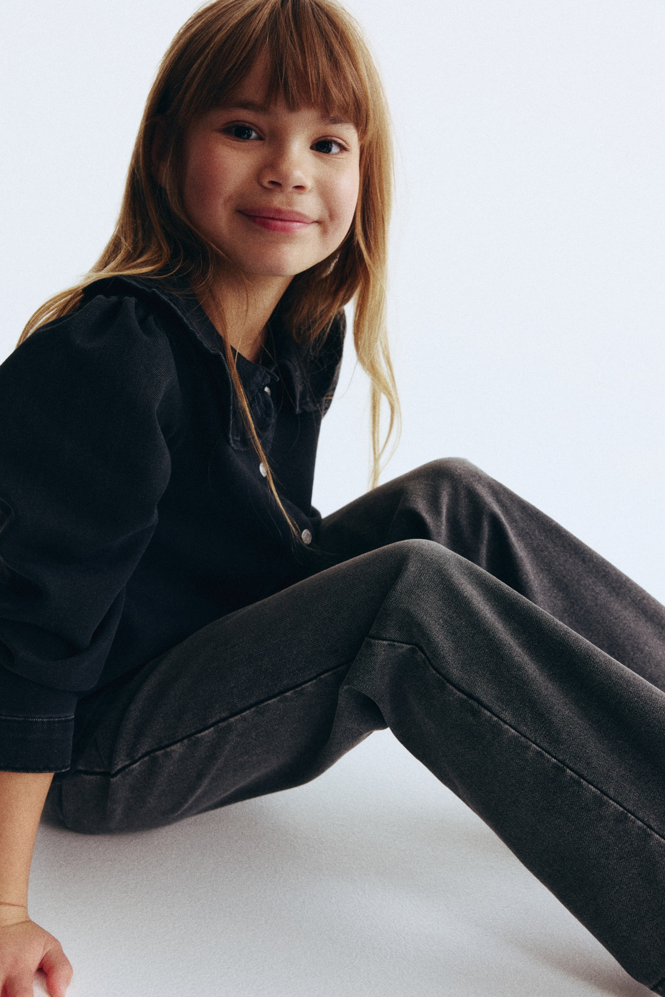 View larger image: Wide Denim-look Pants - Denim gray - Kids | H&M CA 2