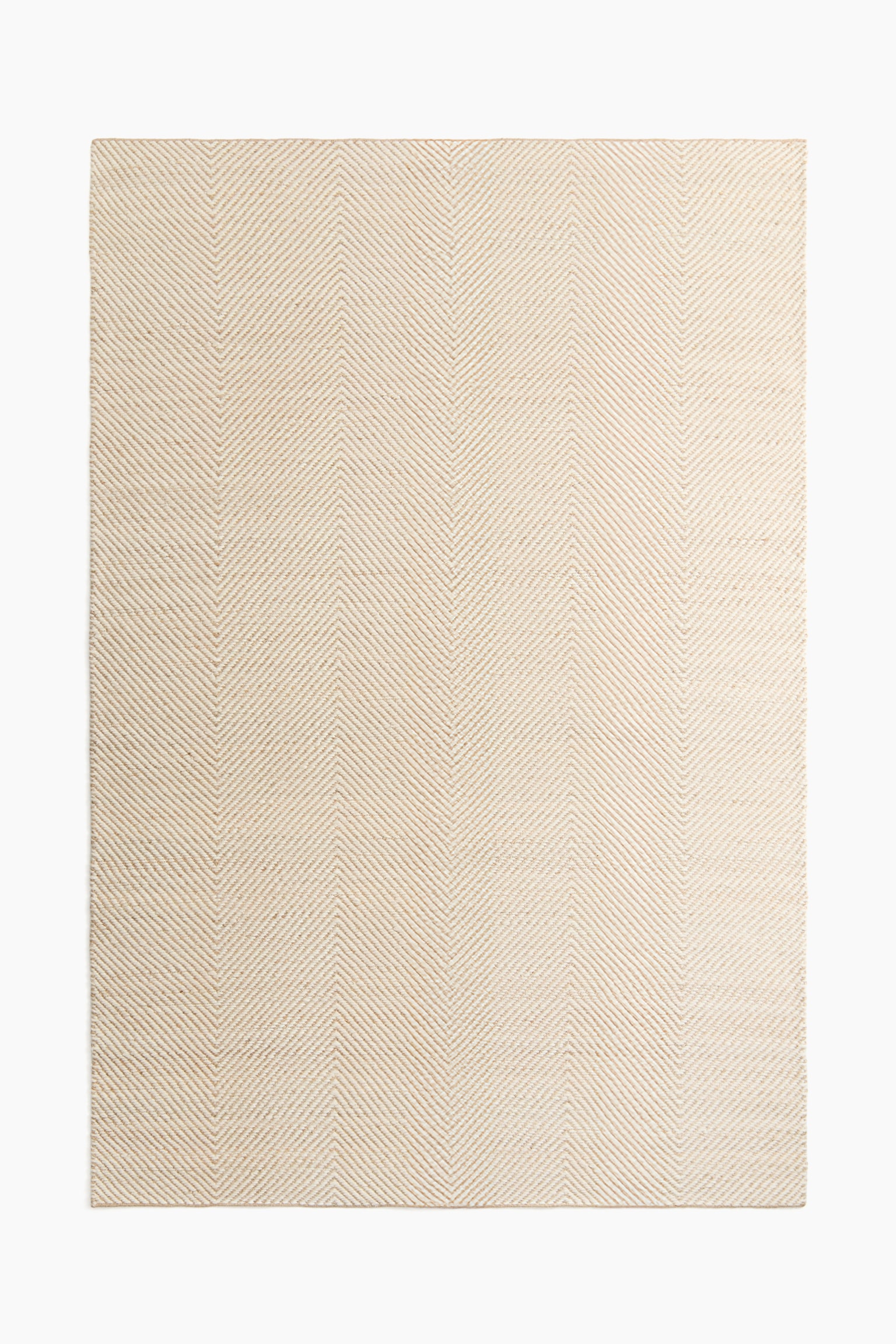 Large wool-blend herringbone rug - Light beige - 1