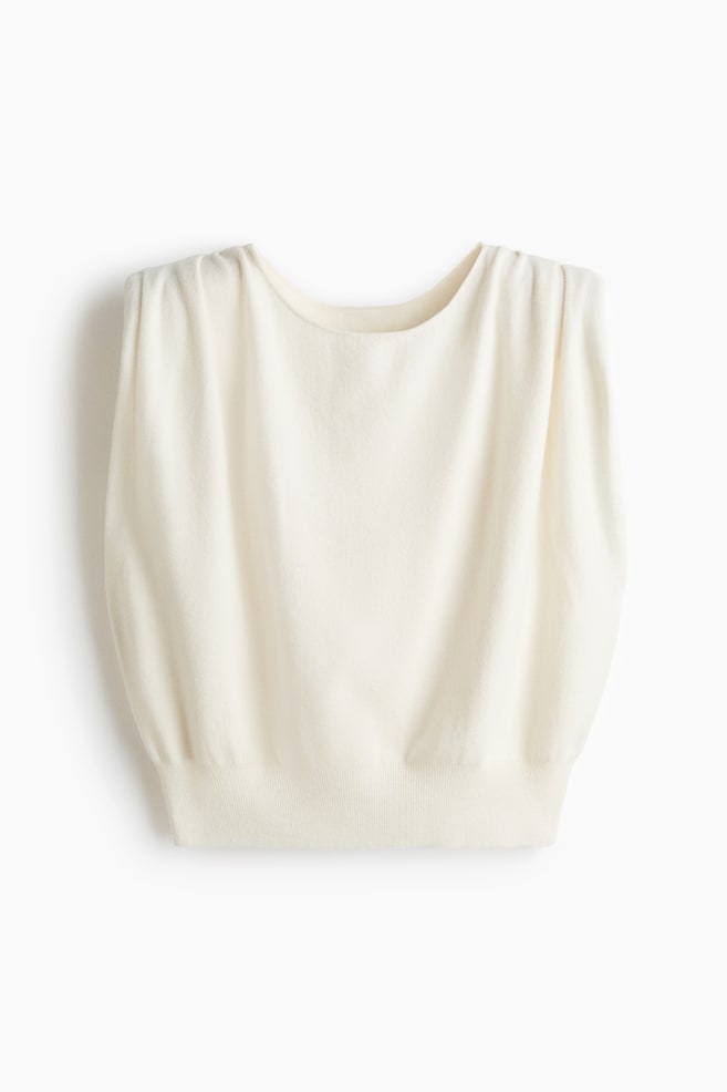 Top arricciato in maglia - Crema - 1