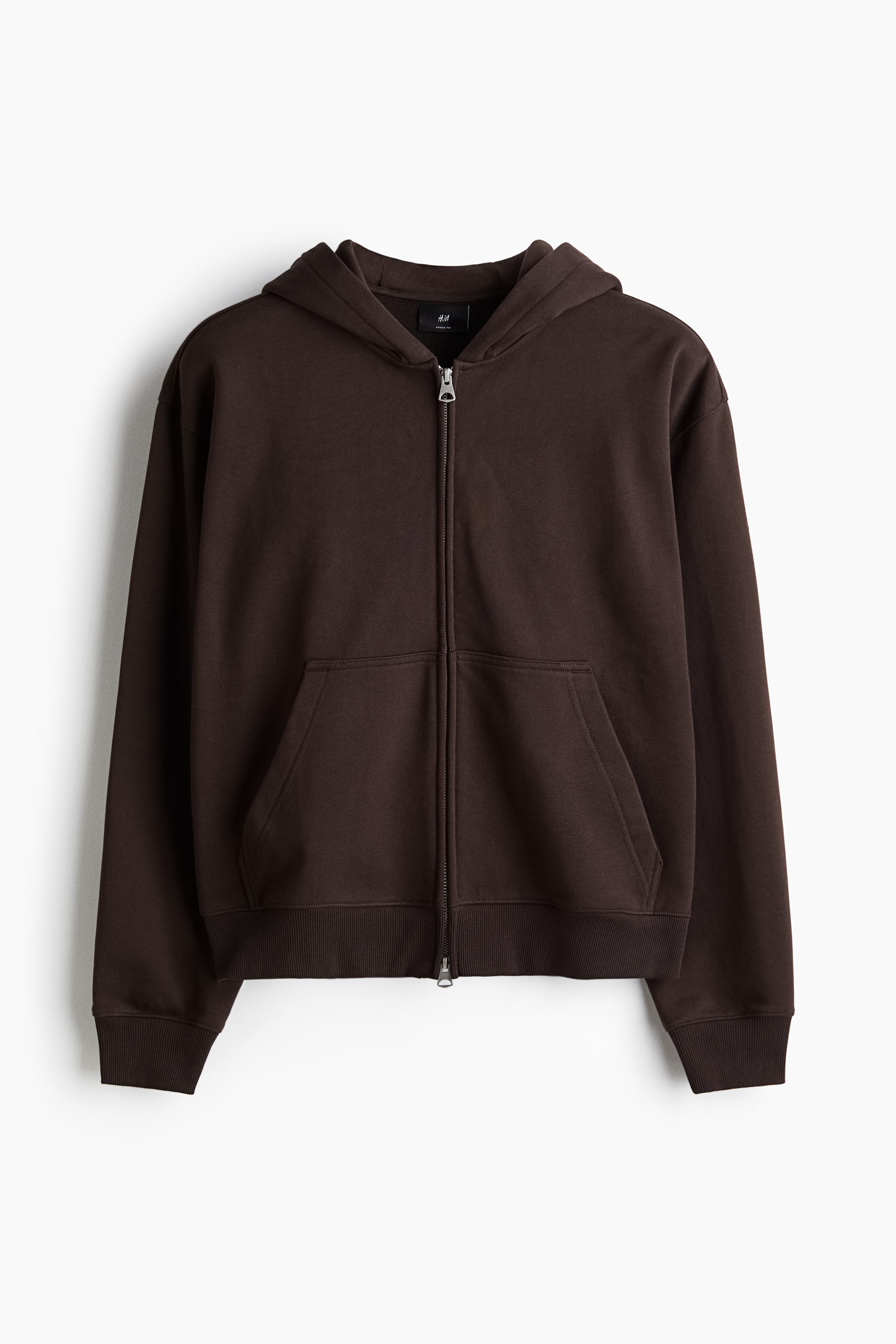 Loose Fit Boxy-style zip-through hoodie - Dark brown/Grey marl/Black/Beige