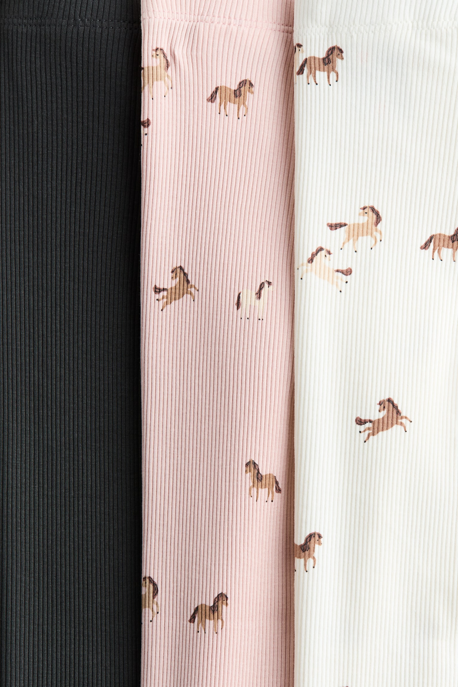 Leggings in cotone a coste 3 pezzi - Bianco/cavalli/Rosa chiaro/leopardato/Lilla/arcobaleni/Rosa chiaro/bacche - 2