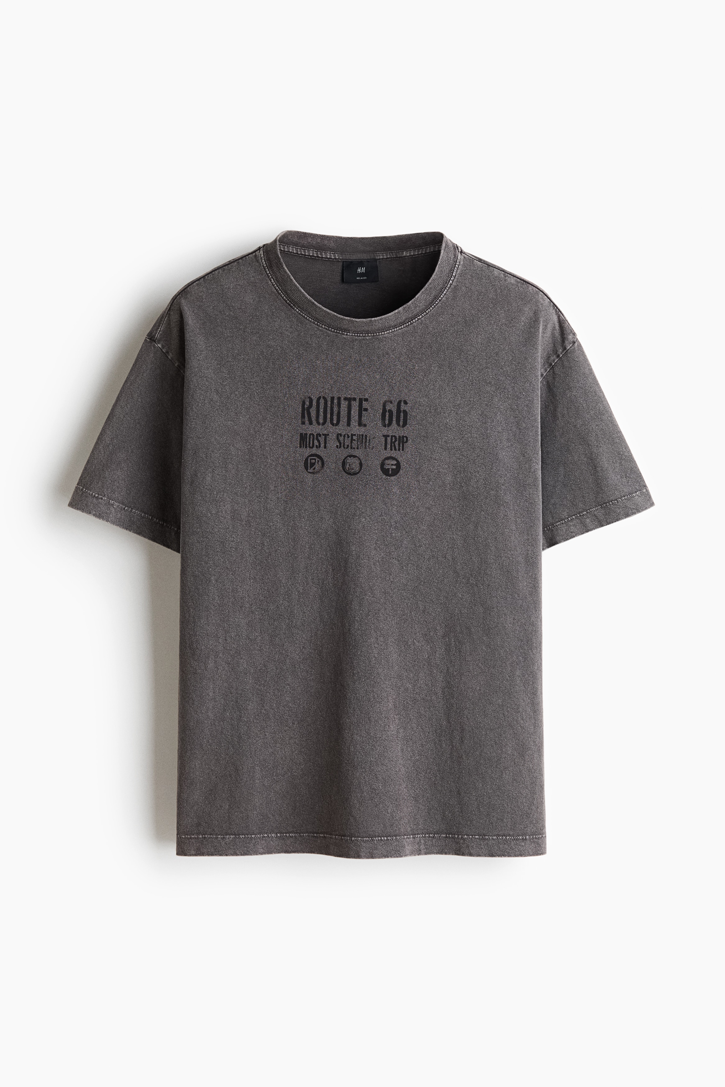 Relaxed Fit Printed T-shirt - Grey/Route 66/Blue/El Saint/Burgundy/Urban Studio