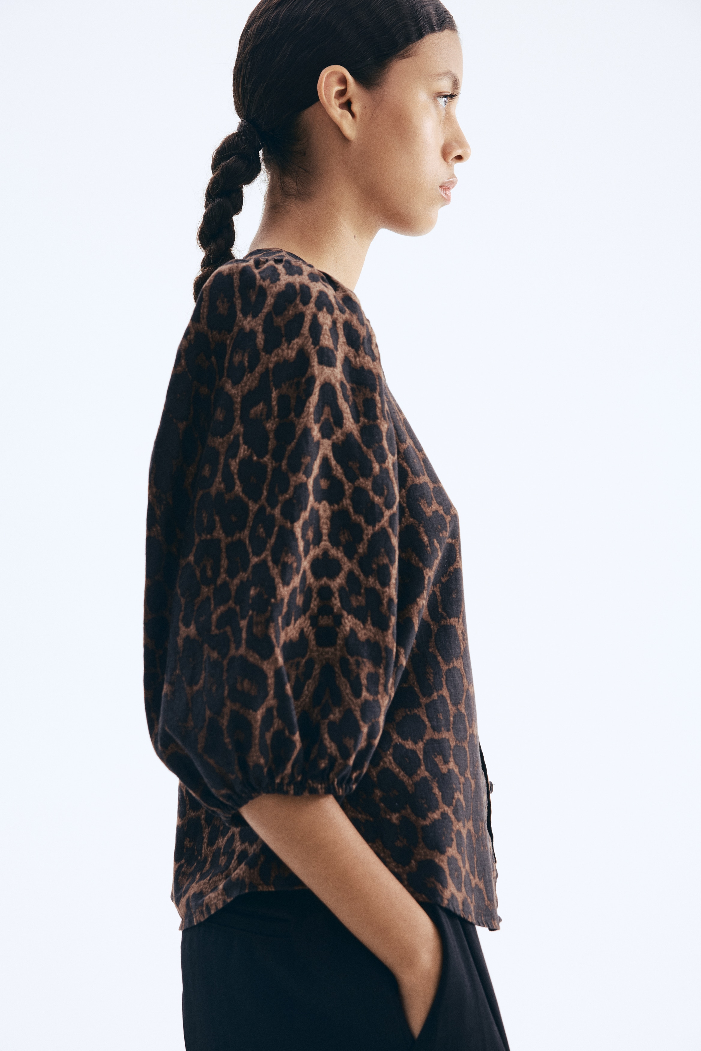 Linen-blend blouse