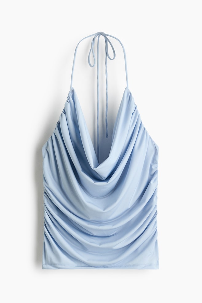 Draped Halterneck Top - Light blue - 1