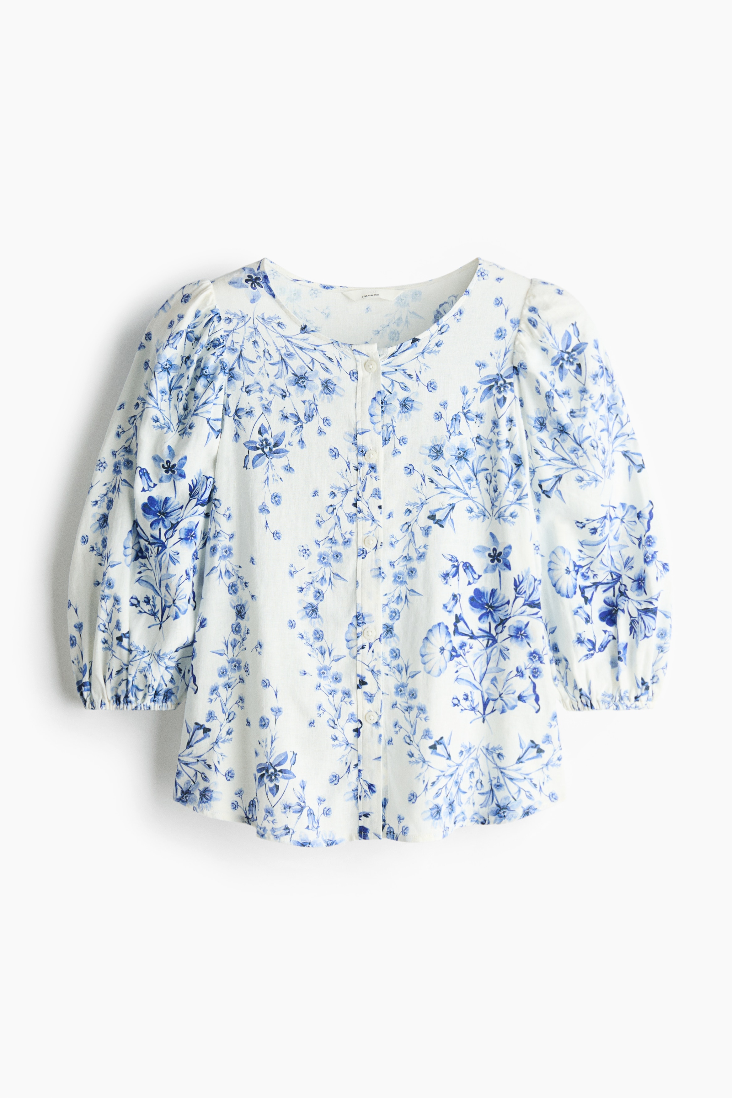 Blouse van linnenmix - Medium blue/Floral/Lichtblauw/wit gestreept/Wit/bloemen/Wit/bloemen/Roze/Groen/Zwart/bloemen/Bruin/luipaarddessin