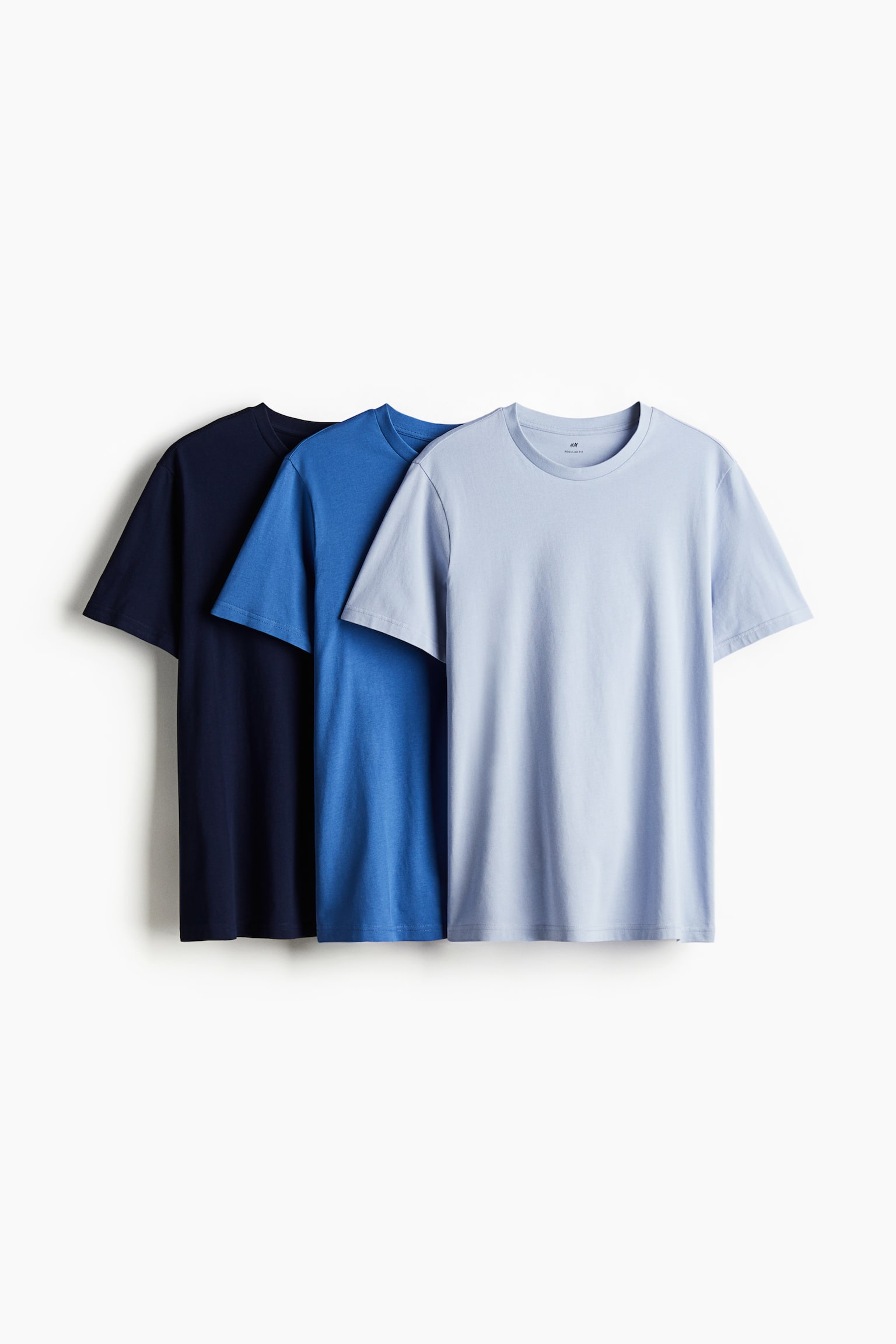 3-pack Regular Fit Tees - Light blue/Navy blue/Black/White/Beige/Blue/Green/Light beige/Beige/Black/Dark greige/Grey marle/Grey marle/Navy blue/Pink/Dark red/Brown - 1