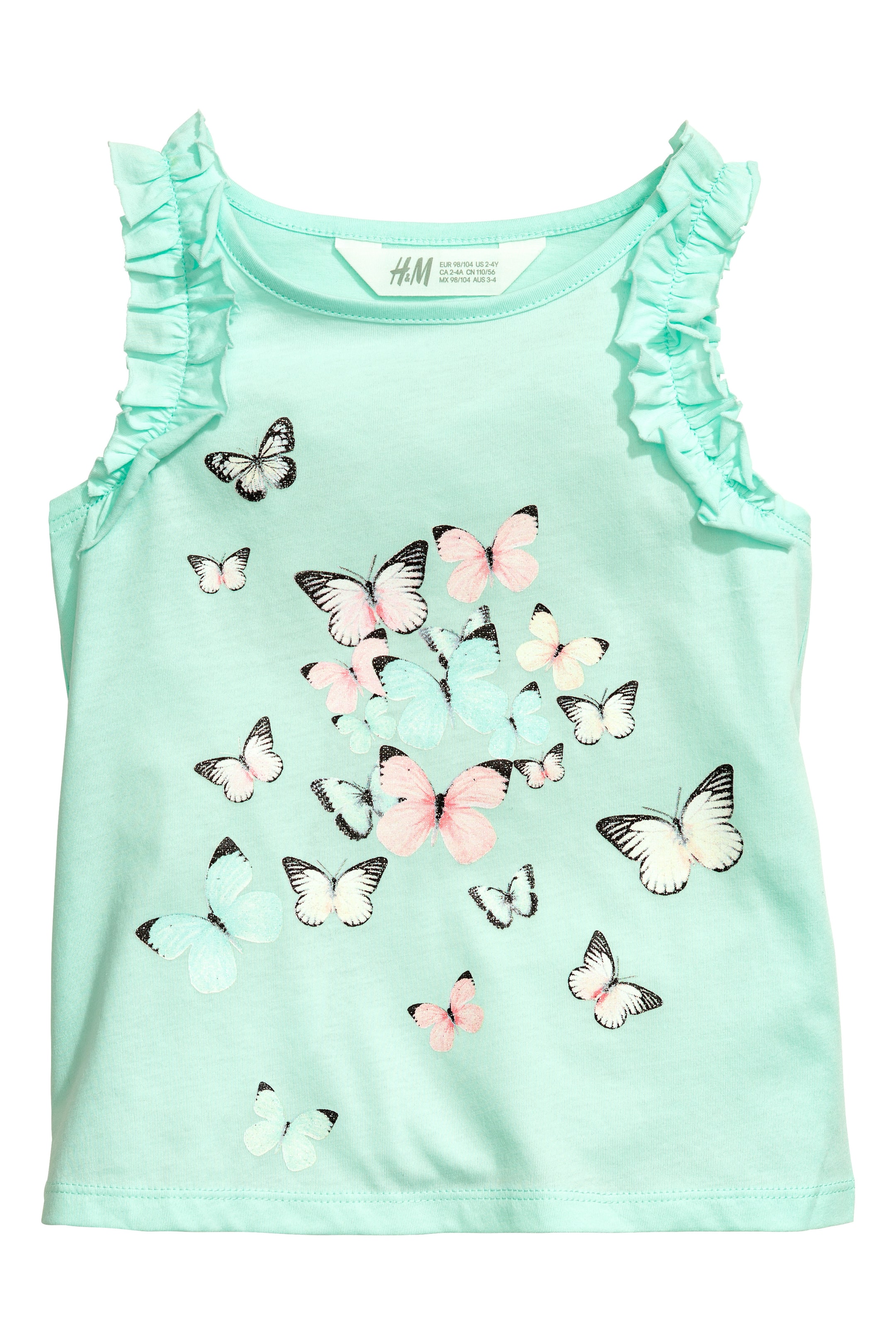 Näytä suurempi kuva: Printtitoppi - Mintunvihreä/Perhoset - Kids | H&M FI 1