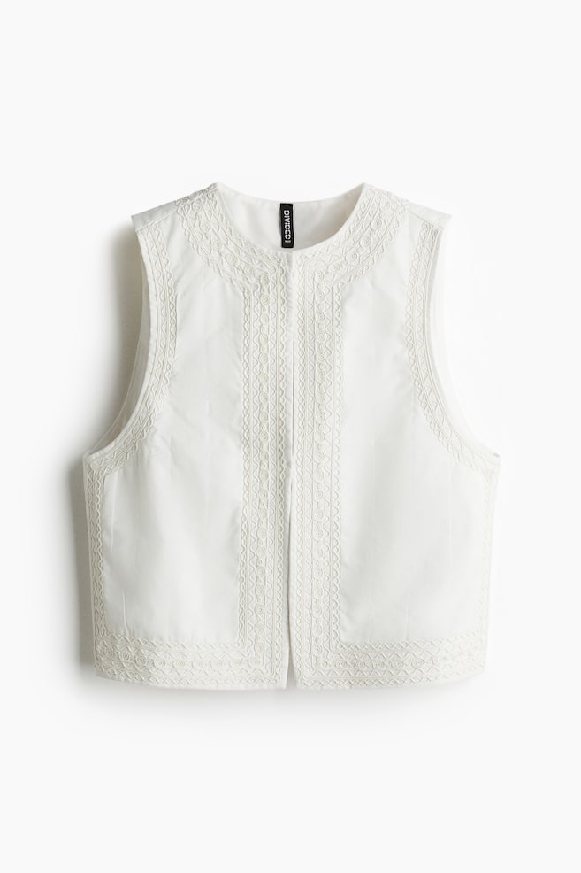 Gilet met borduursel - Wit - 1