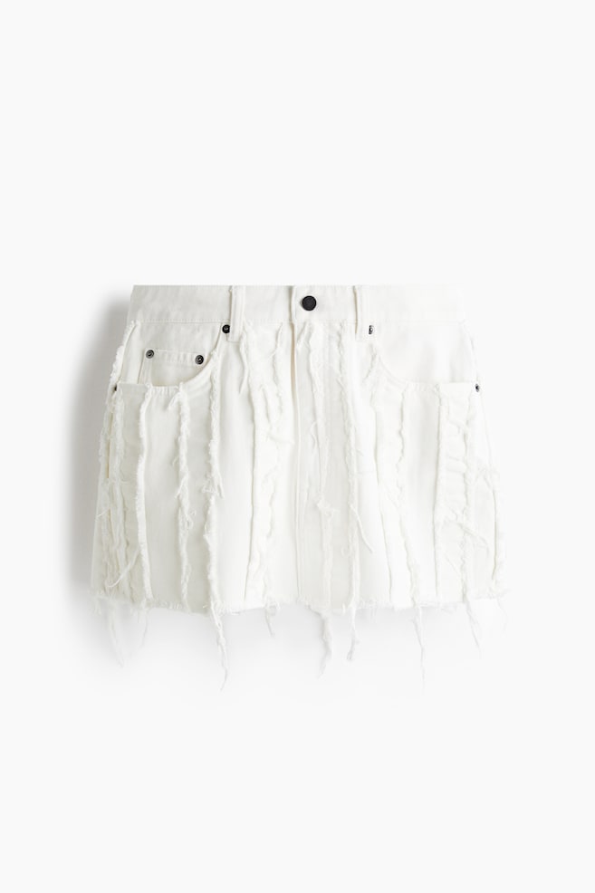 Frayed denim mini skirt - White - 1