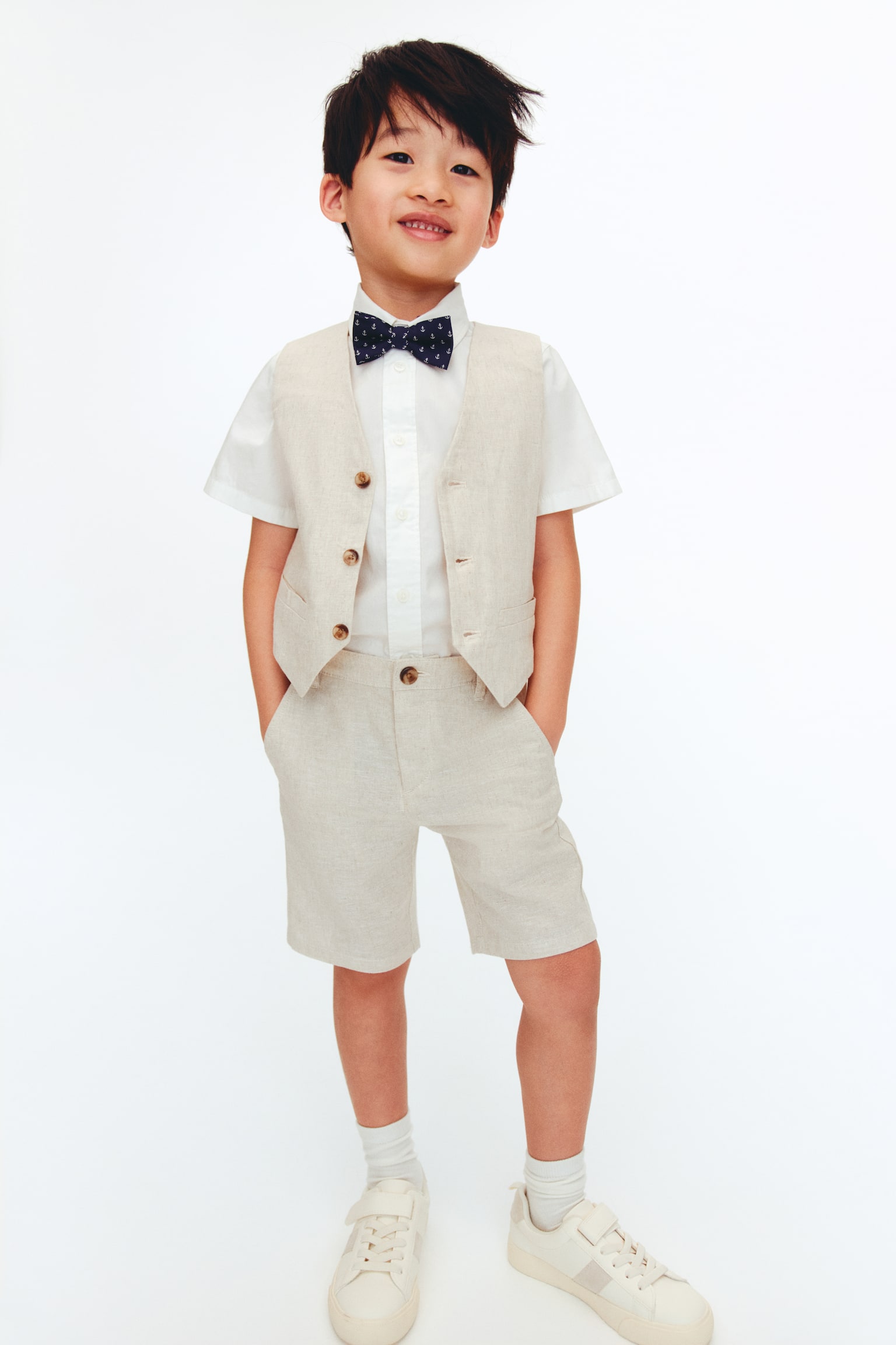 4-piece dressy set - Light beige/White/Light blue/Striped/Light green/Striped/Light beige - 1