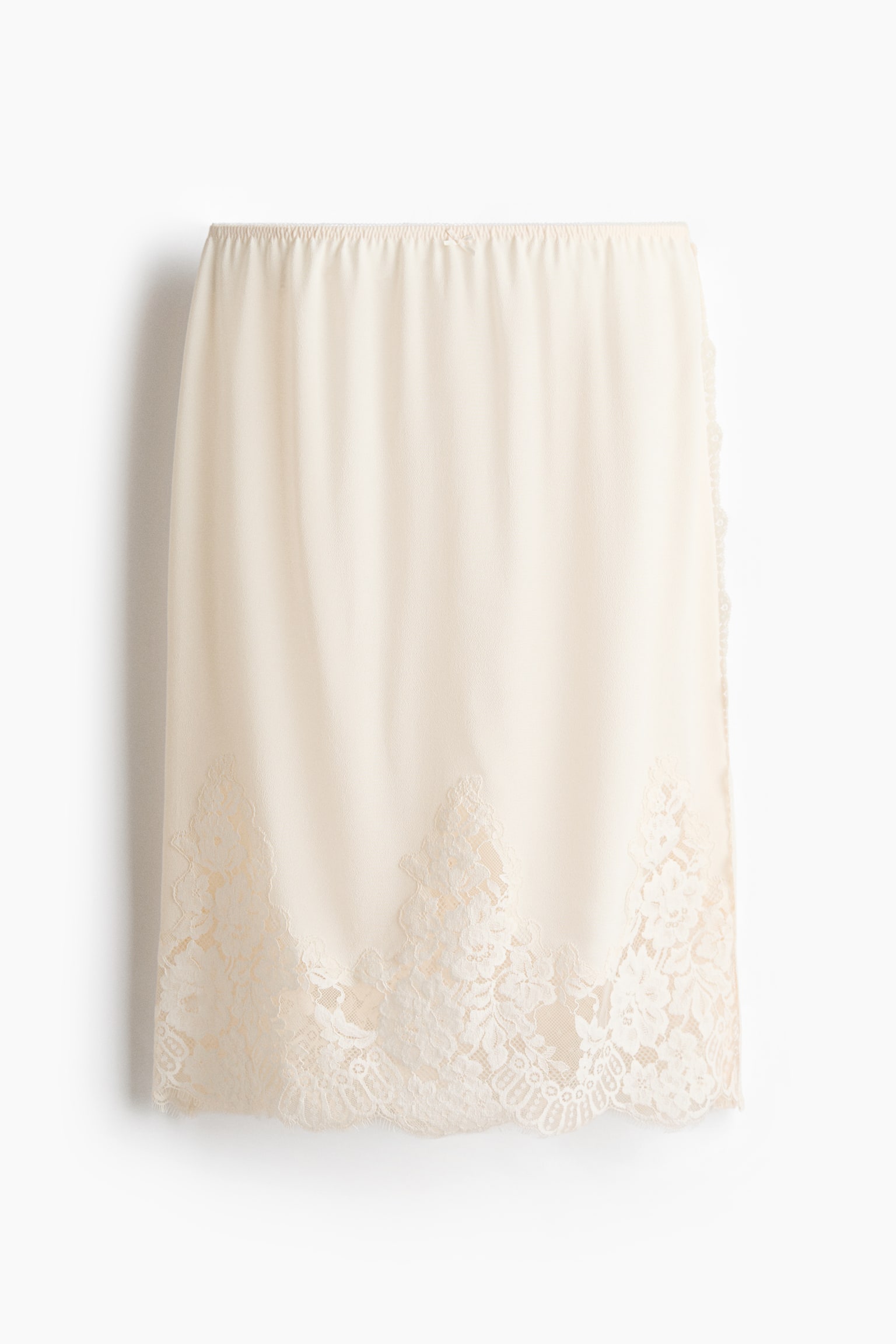 Lace-trimmed viscose skirt - Cream/Black - 2