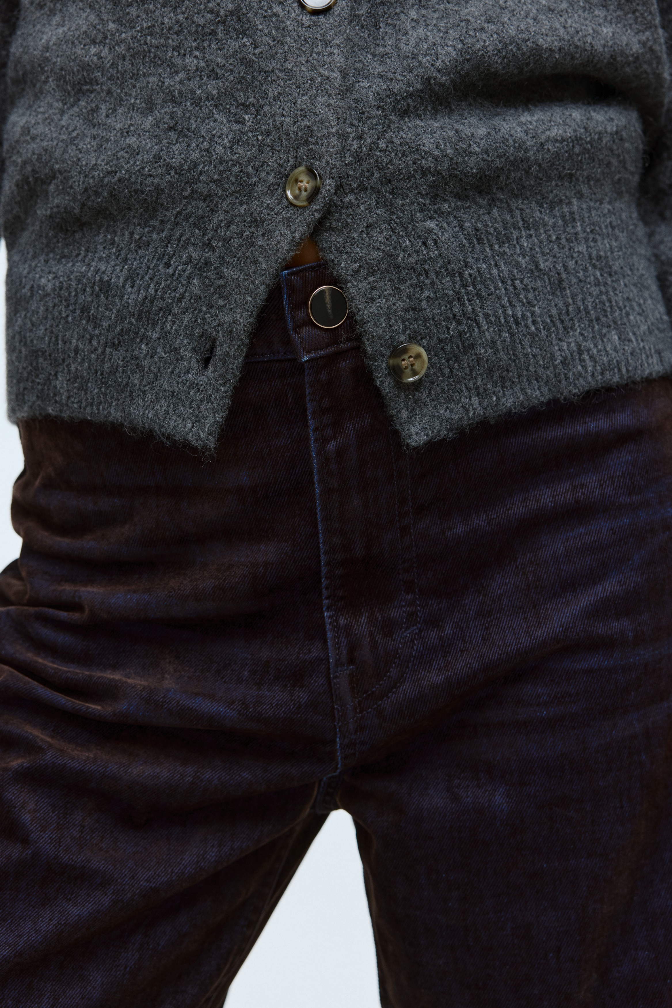 Flocked Straight High Jeans
