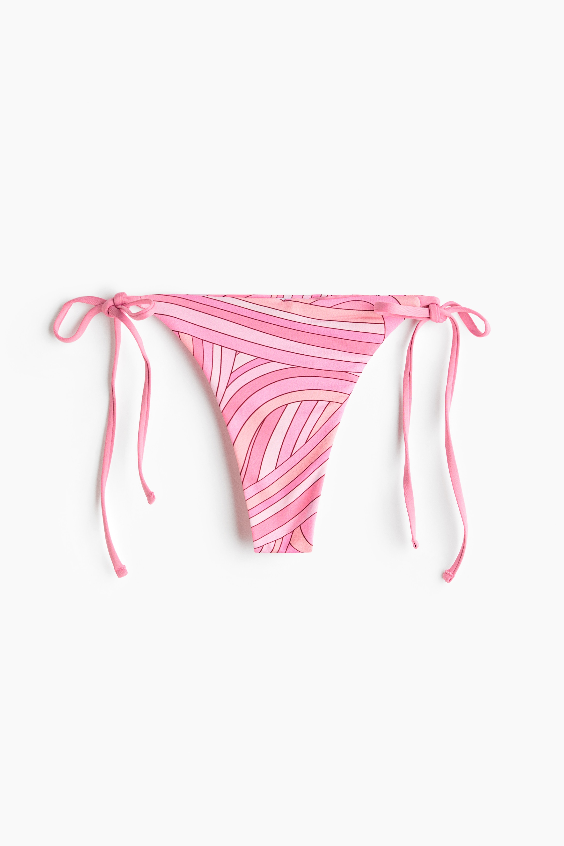 Bas de maillot string Tanga à nouer - Rose/motif