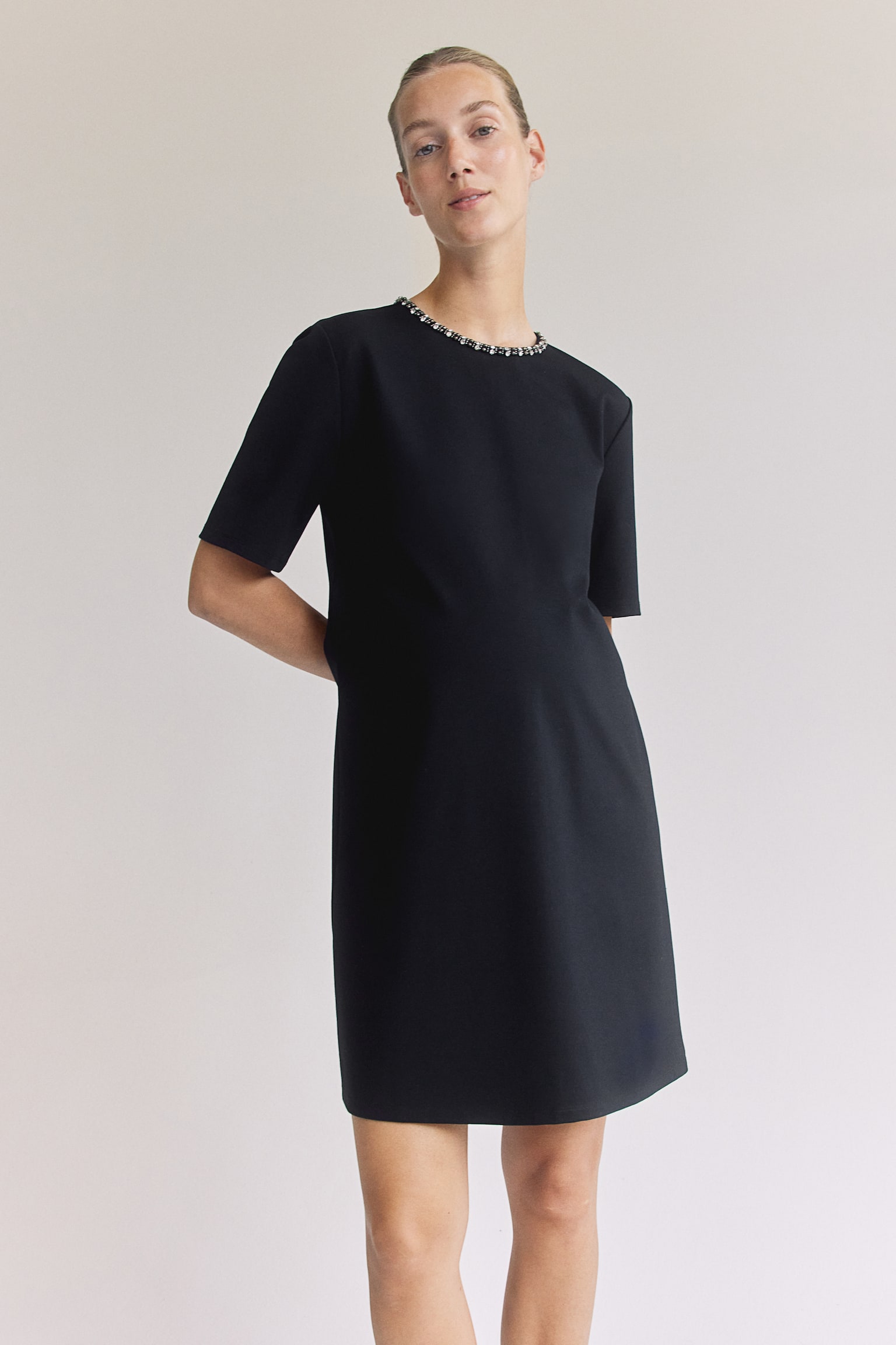 MAMA Embellished jersey dress - Black/Dark grey marl - 1