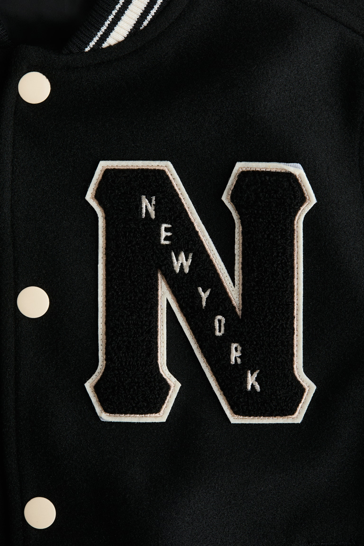 Appliquéd baseball jacket - Black/New York/Navy blue/New York - 5