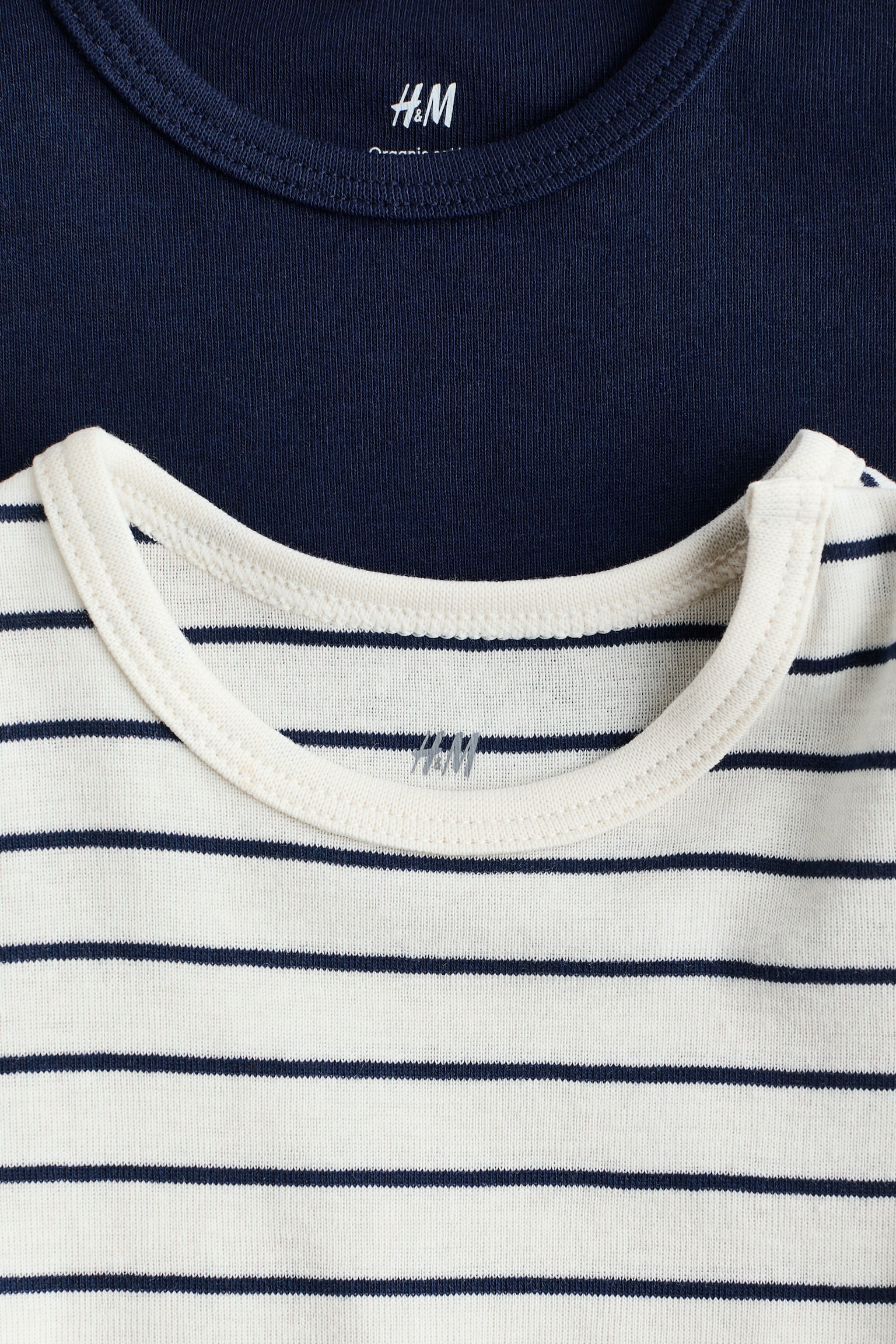 מארז 2 בגדי גוף מכותנה - כחול נייבי/לבן - 2