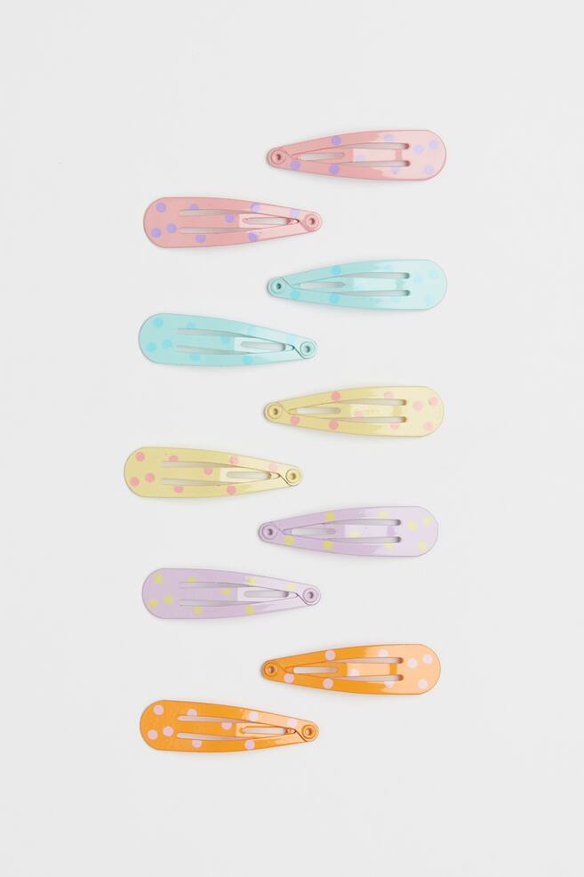 10-pack hair clips - Light yellow/Spotted/Light blue/Spotted