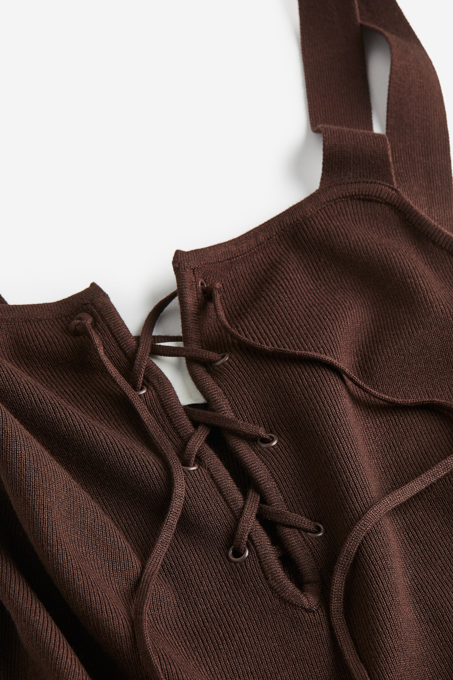 Lacing-detail dress - Dark brown - 2