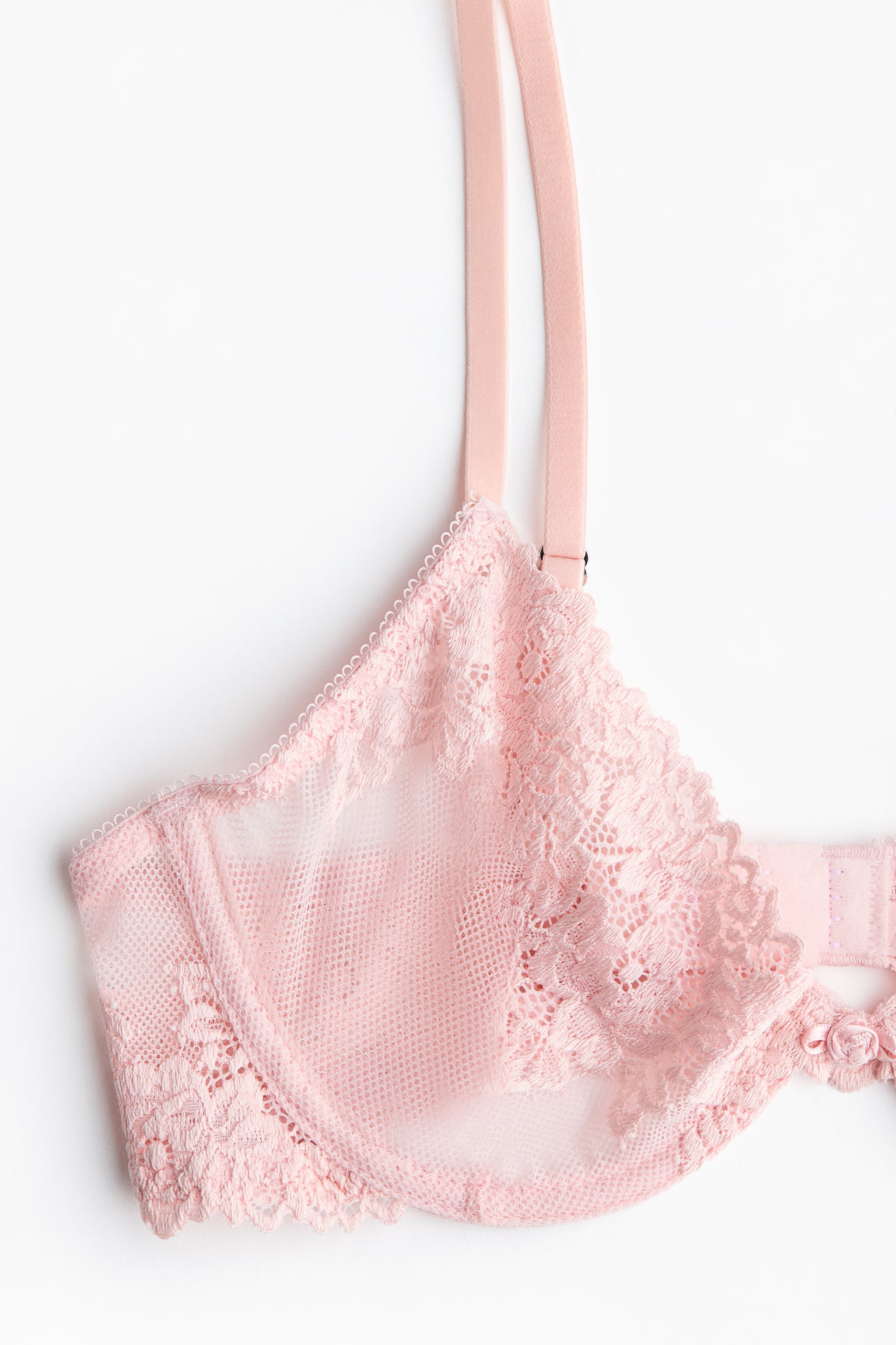 Merevítős csipke melltartó - Világos rózsaszín/Fekete/krémszínű - 5