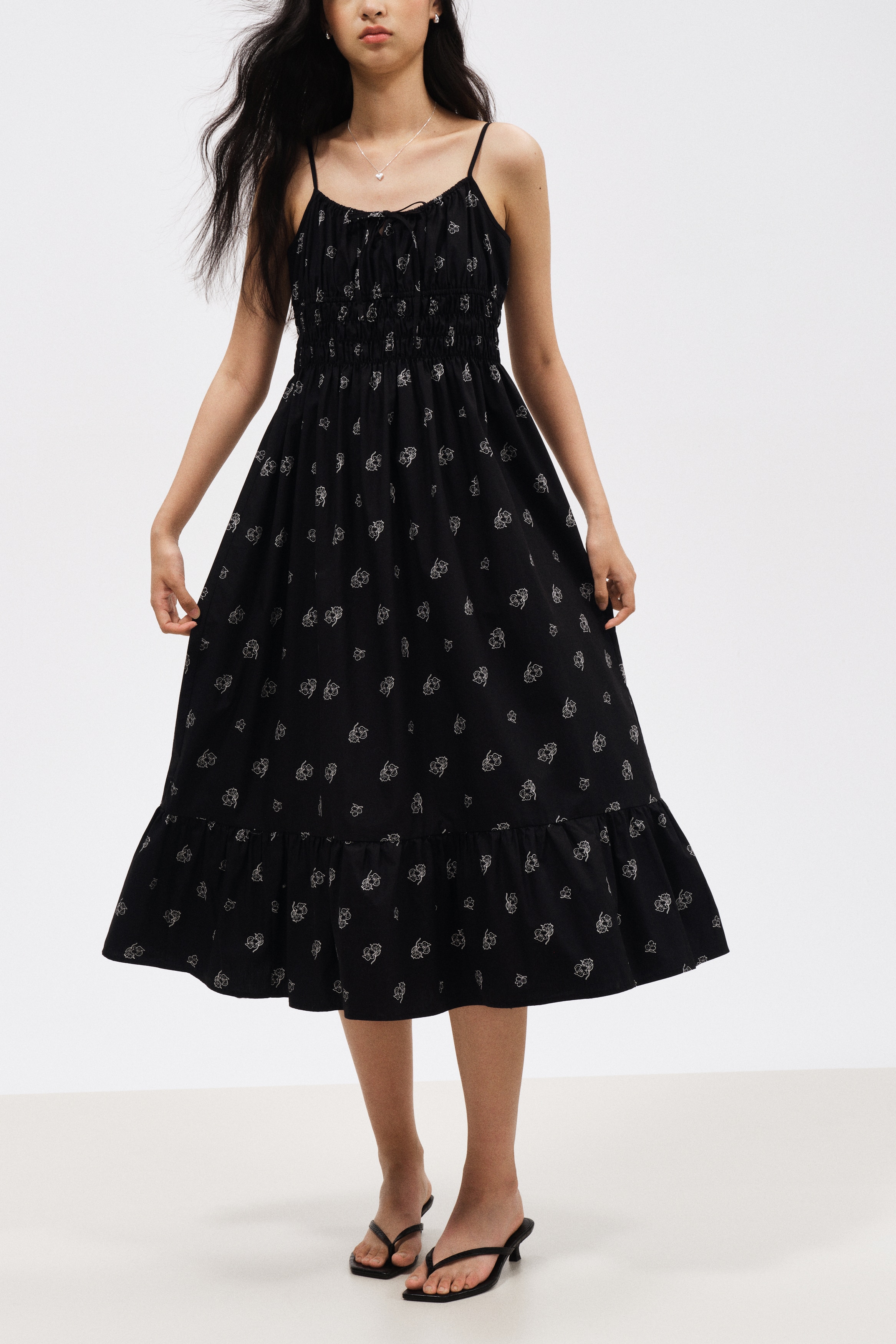 花柄ミディワンピース | 膝丈ワンピース | H&M JP