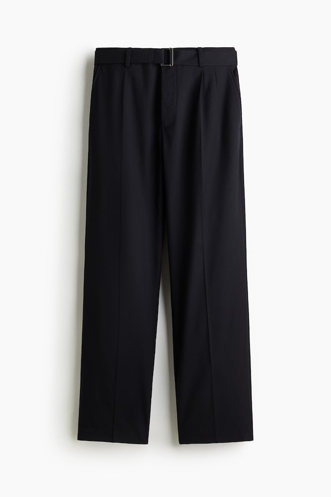 Pantaloni cu curea Relaxed Fit - Bleumarin - 1