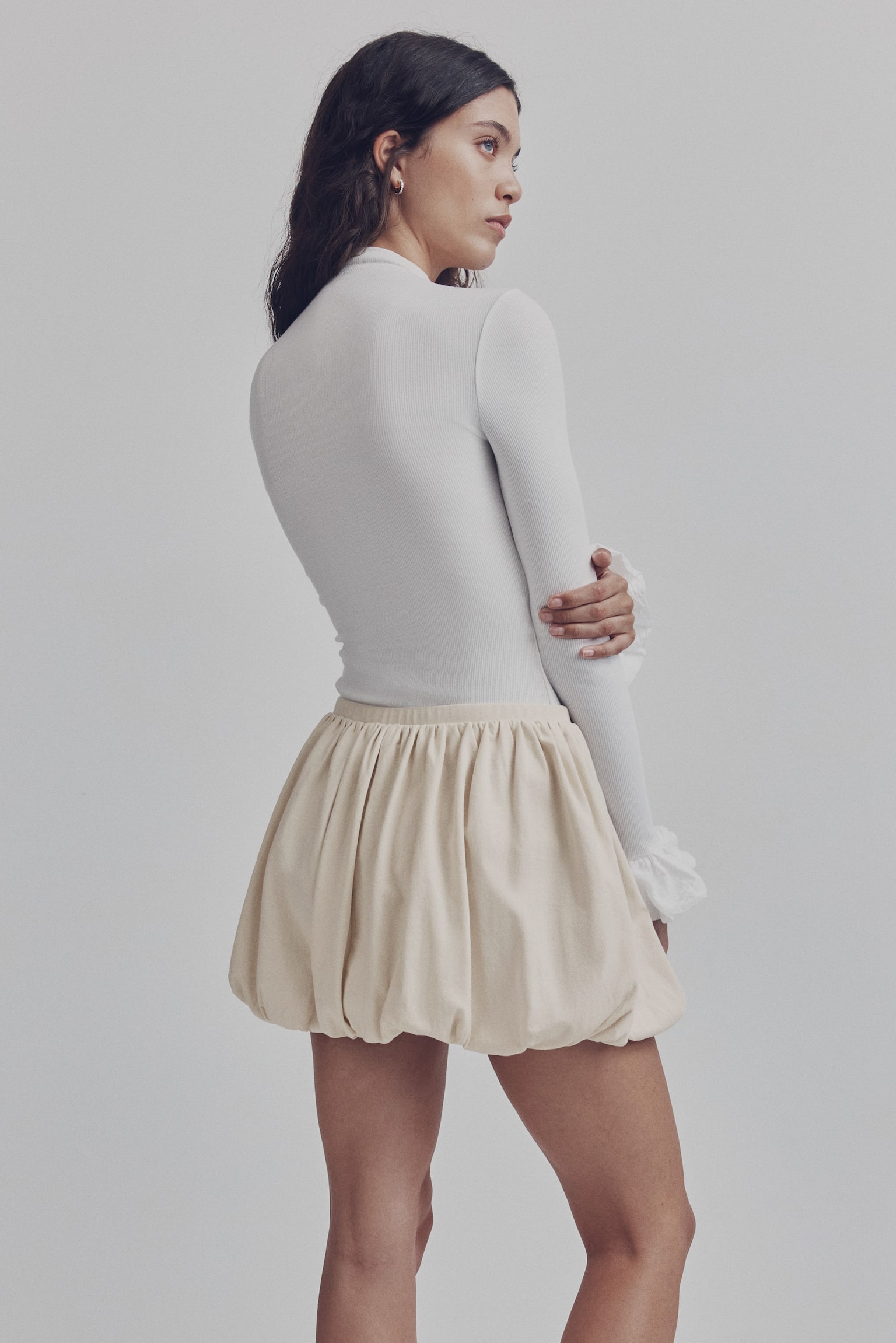 Balloon skirt - 라이트 베이지/다크 그레이/터쿼이스 - 3