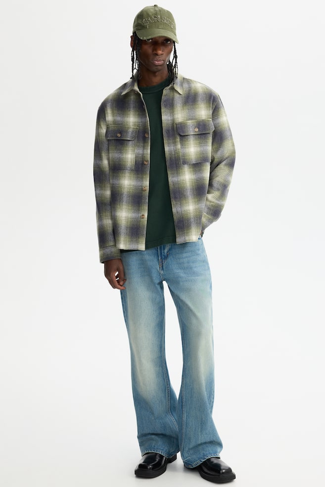 Regular-Fit Flannel Overshirt - Dark khaki green/plaid/Brown/plaid/Dark blue/plaid - 5