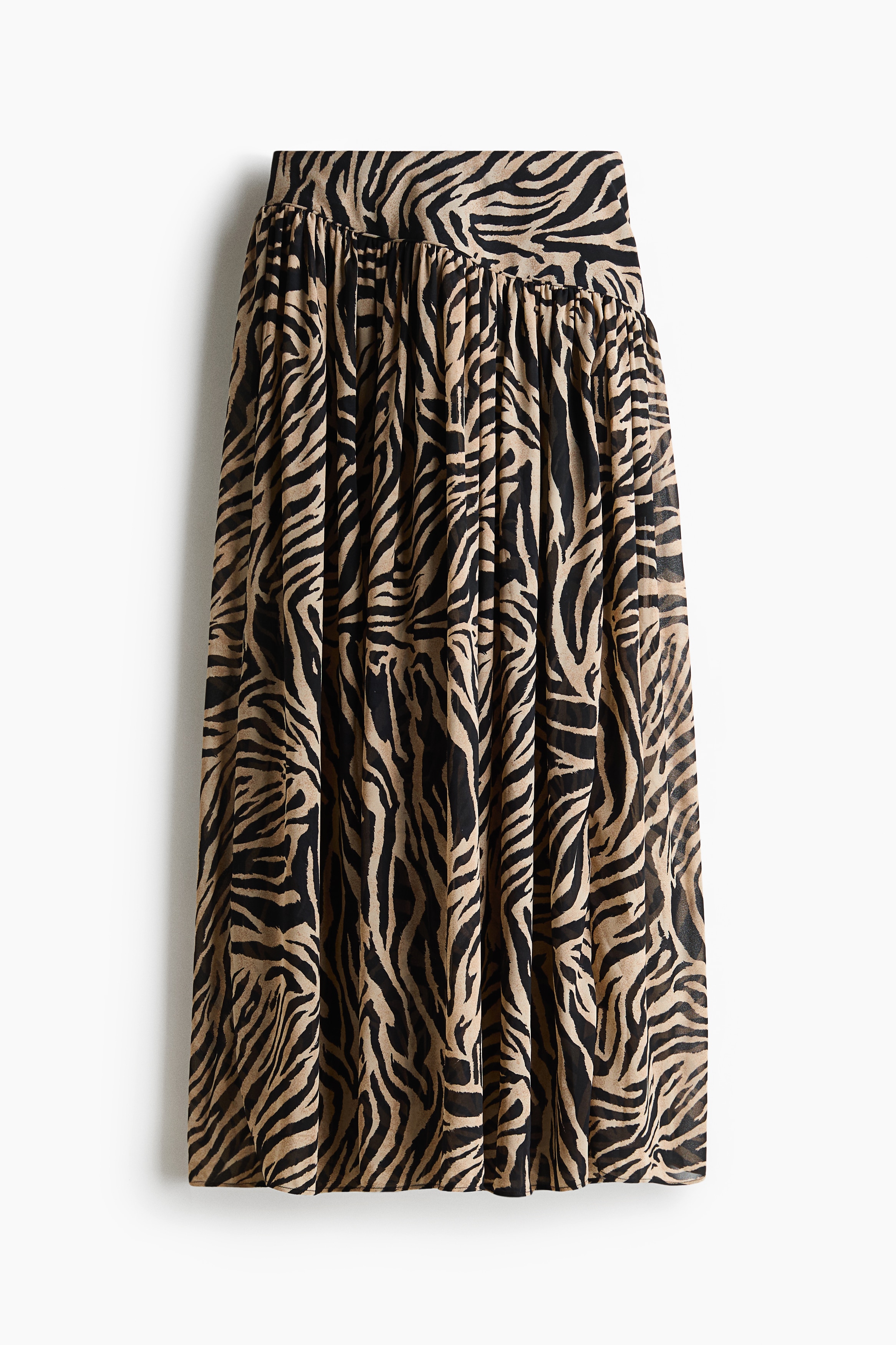Chiffon maxi skirt - Beige/Zebra print/Dark brown
