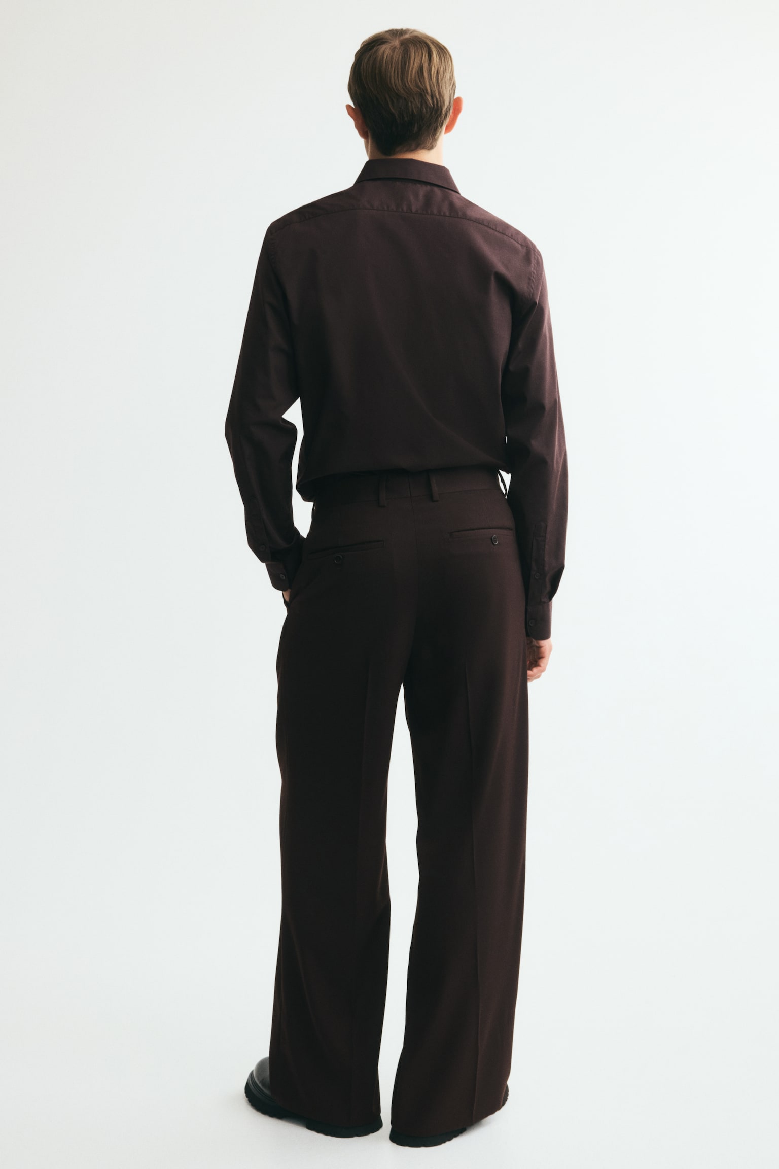Мужские брюки H&M Loose-Fit Wool-Blend Suit, цвет: Тёмный коричневый — фото 5
