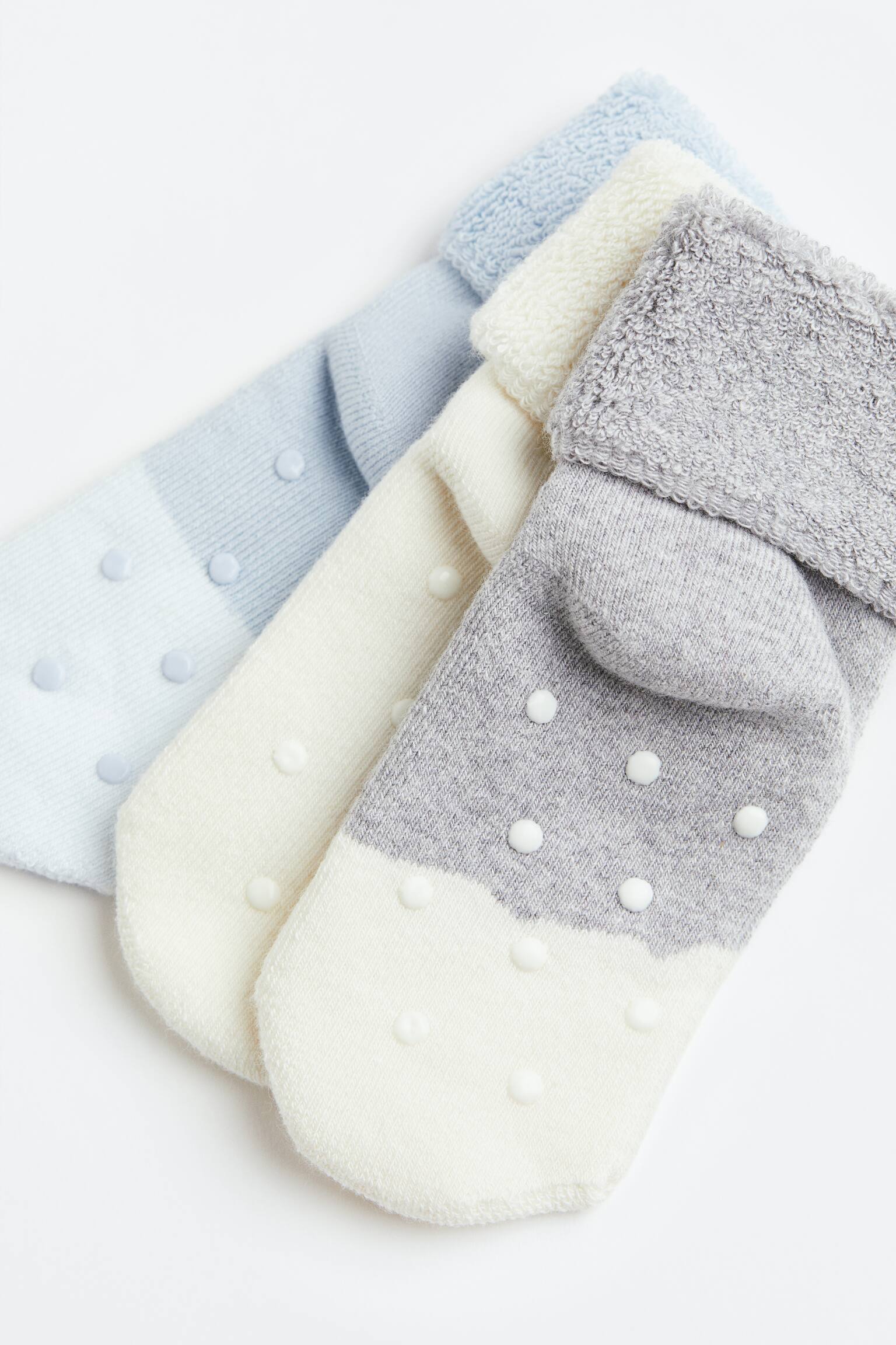 3-pack Anti Slip Socks - Light blue/Polar bear/Cream/Block colour/Light turquoise/Rainbow/Lt. grey marle/Forest friends/Light green/Light beige/Brown - 2