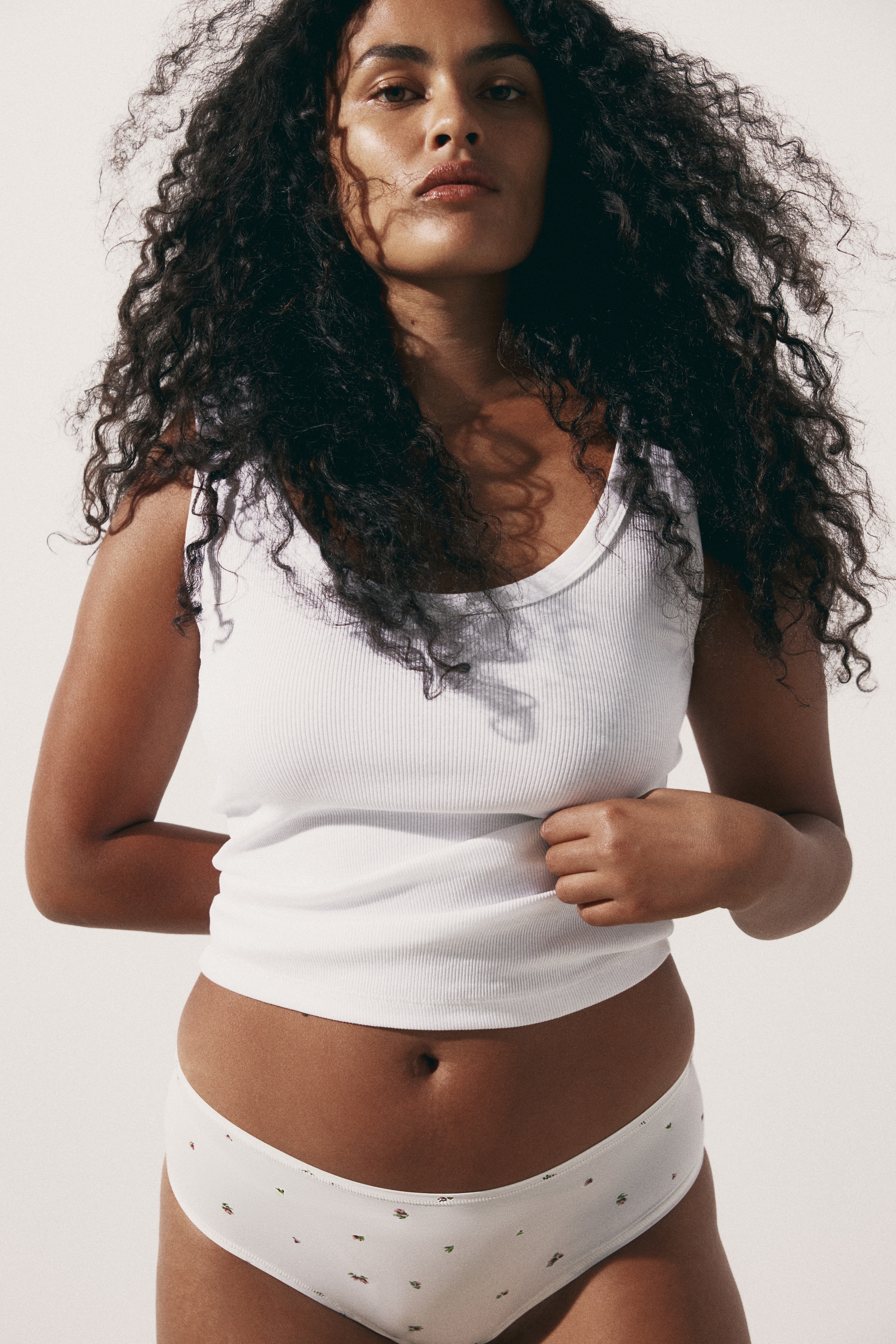 Hipsters in microfibra 3 pezzi - Bianco/fiori/Beige/nero/bianco/Nero