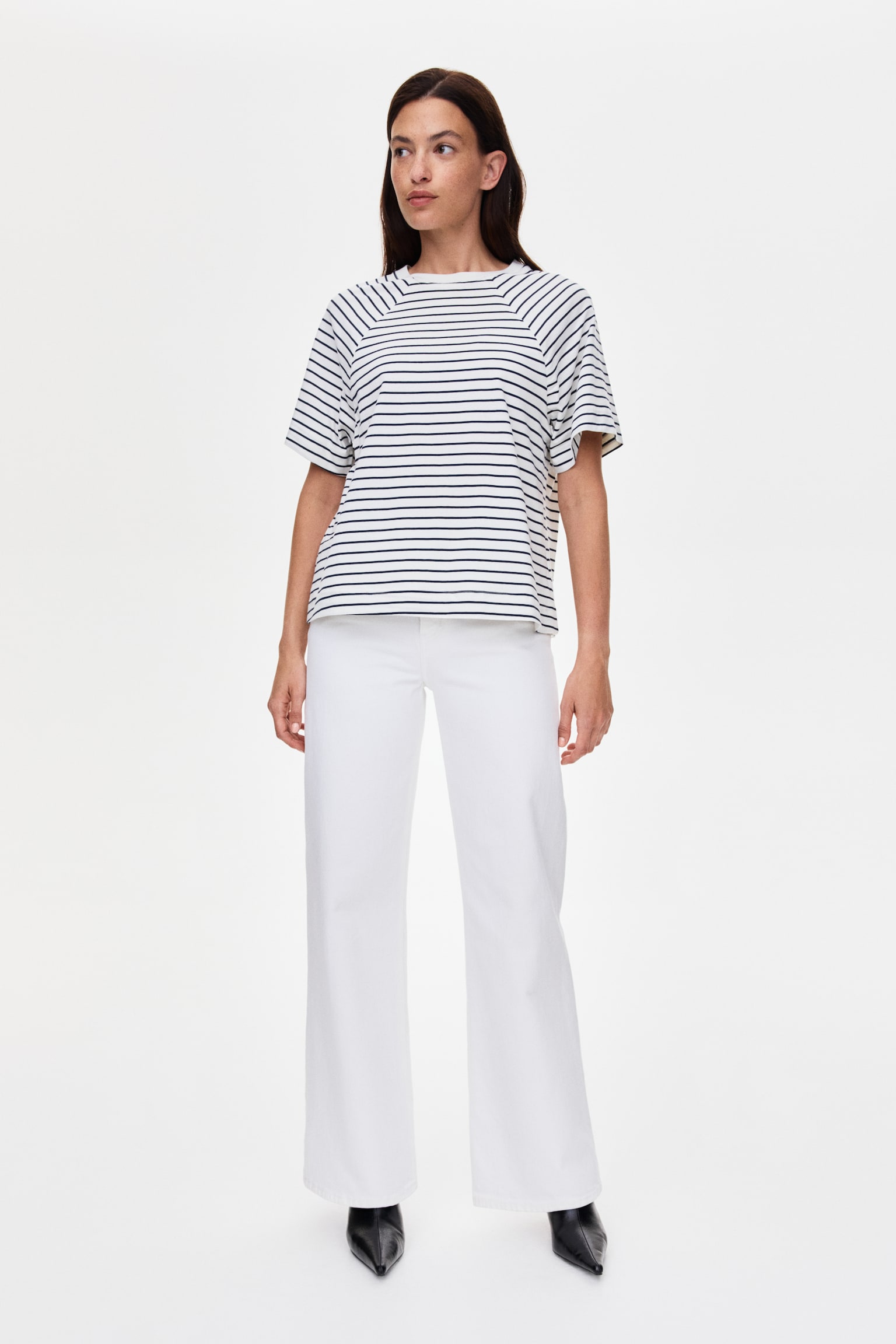 MAMA Before & After Nursing T-shirt - White/Navy blue striped/White/Red striped - 1