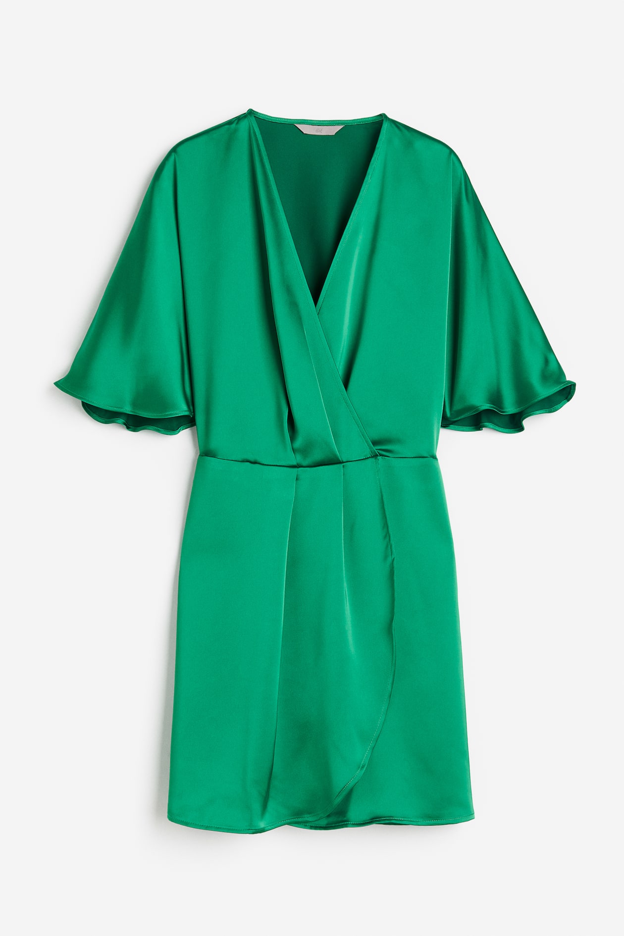 green emerald velvet dress Green Satin Long Sleeve Short Dress Top -Medium main image 1
