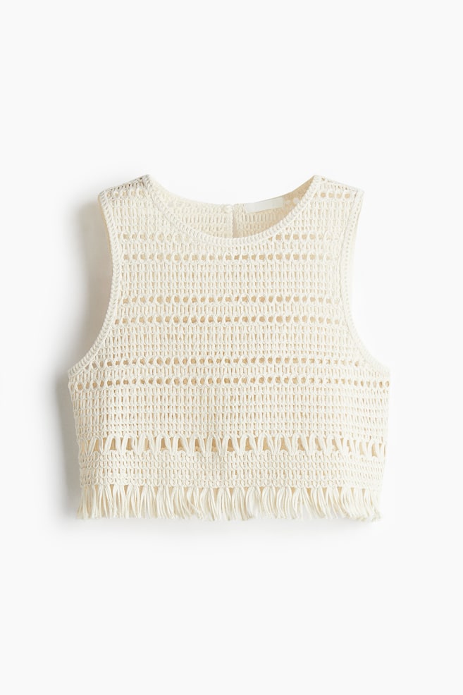 Crochet-look vest top - Cream - 1